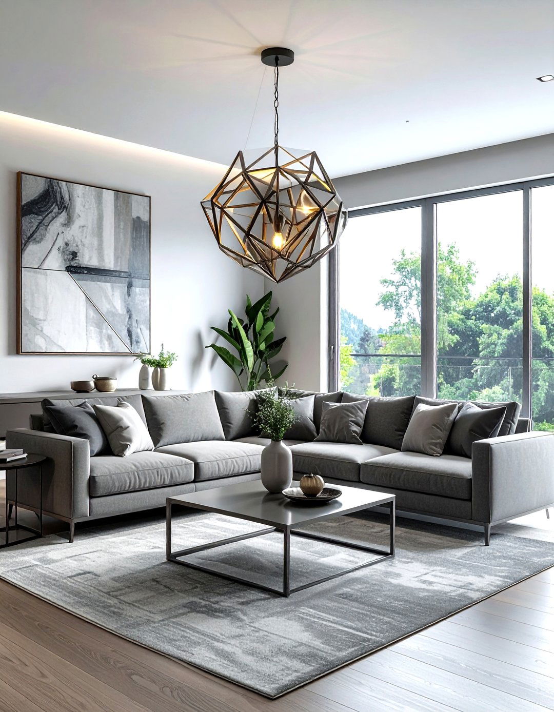Geometric Metal Chandelier - 30 living room chandelier ideas