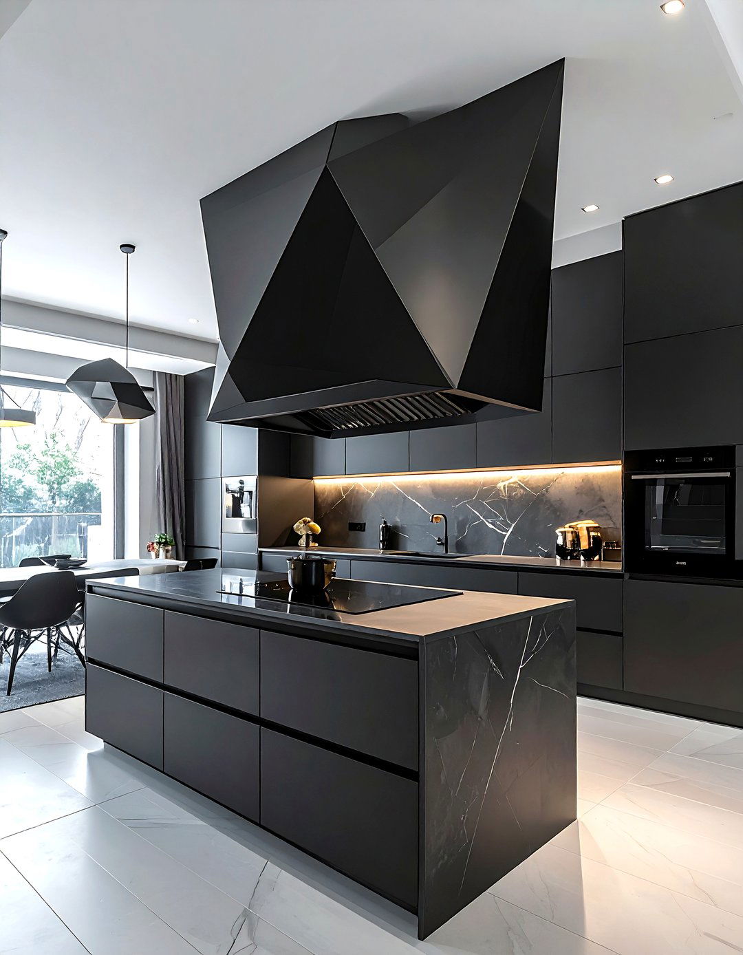 Geometric Metal Hood - 30 wall-mount hood kitchen ideas