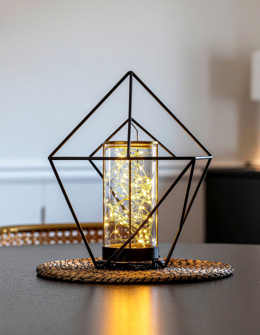 Geometric Metal Lantern - 30 everyday centerpiece dining ideas