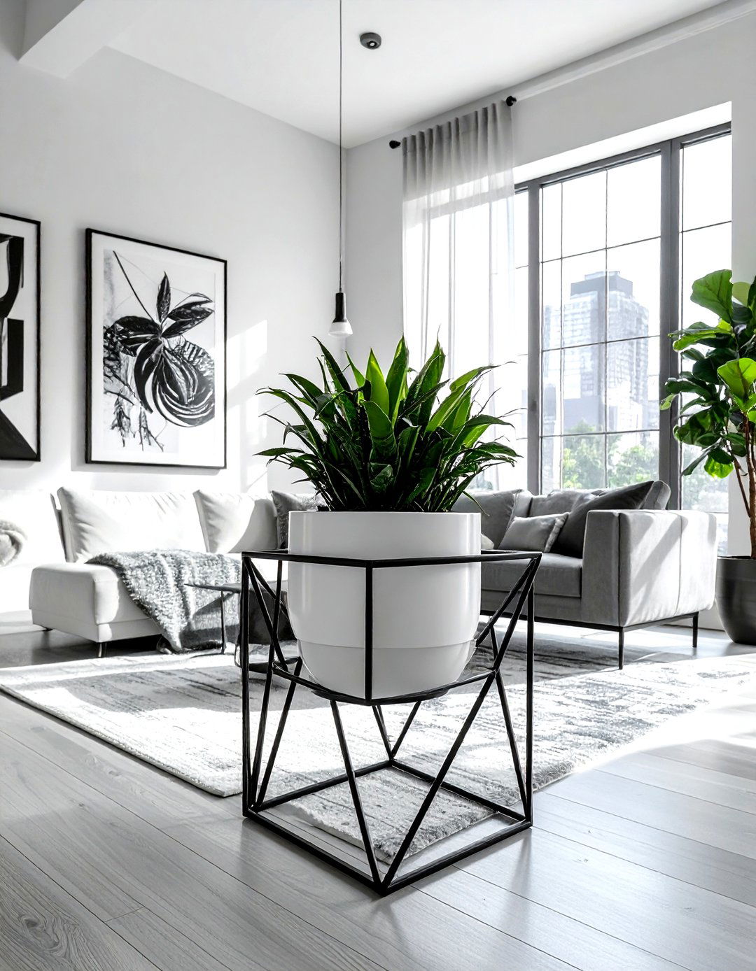 Geometric Metal Plant Stand - 30 living room plant stands