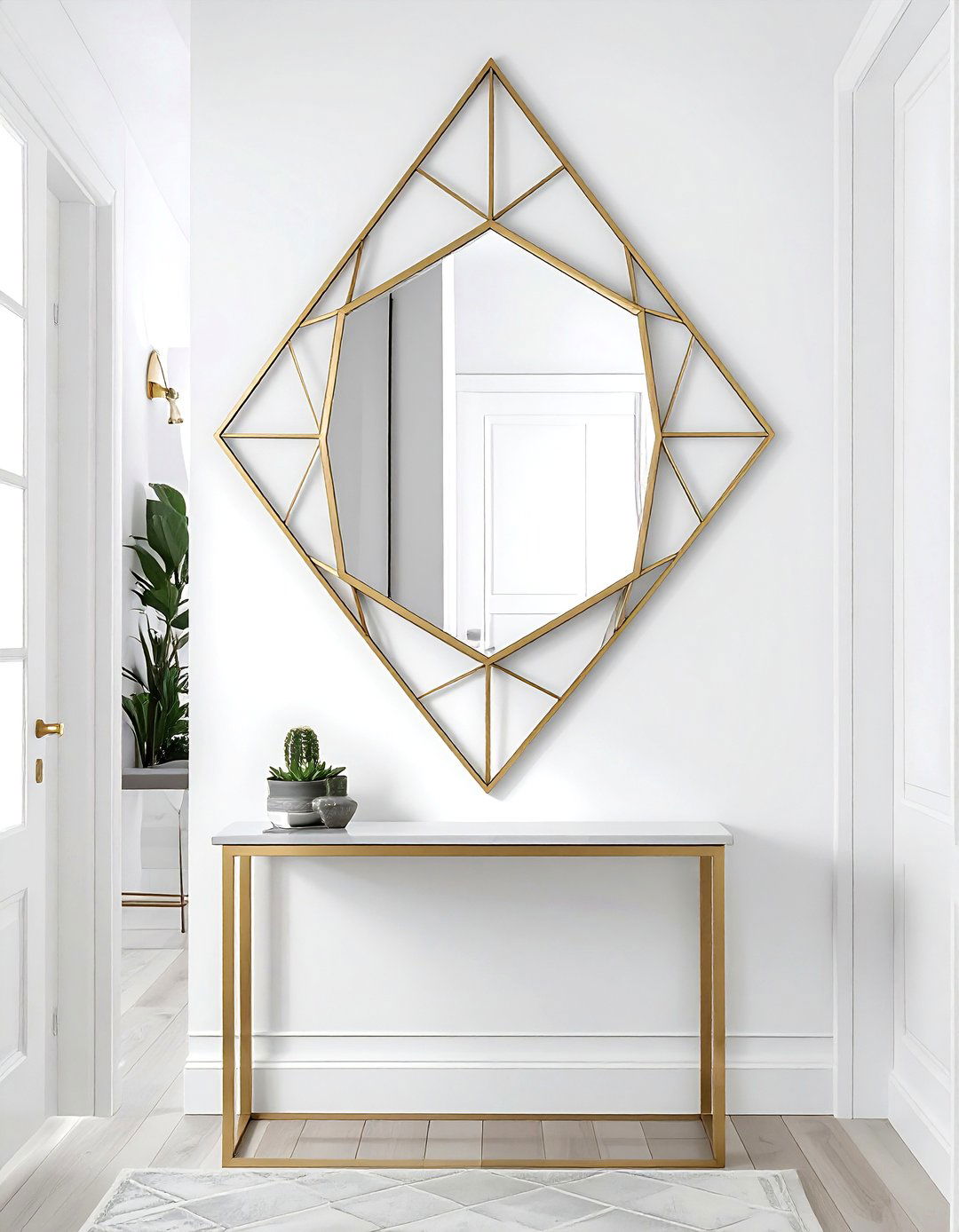 Geometric Metal Wall Mirror - 30 mirror wall decor ideas