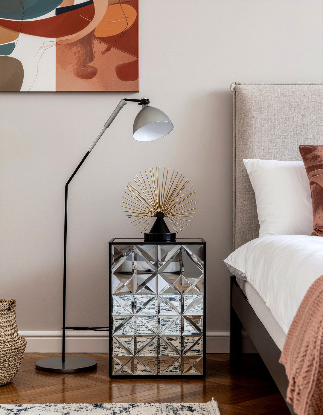 Geometric Mirrored Nightstand - 30 bedroom mirrored nightstands