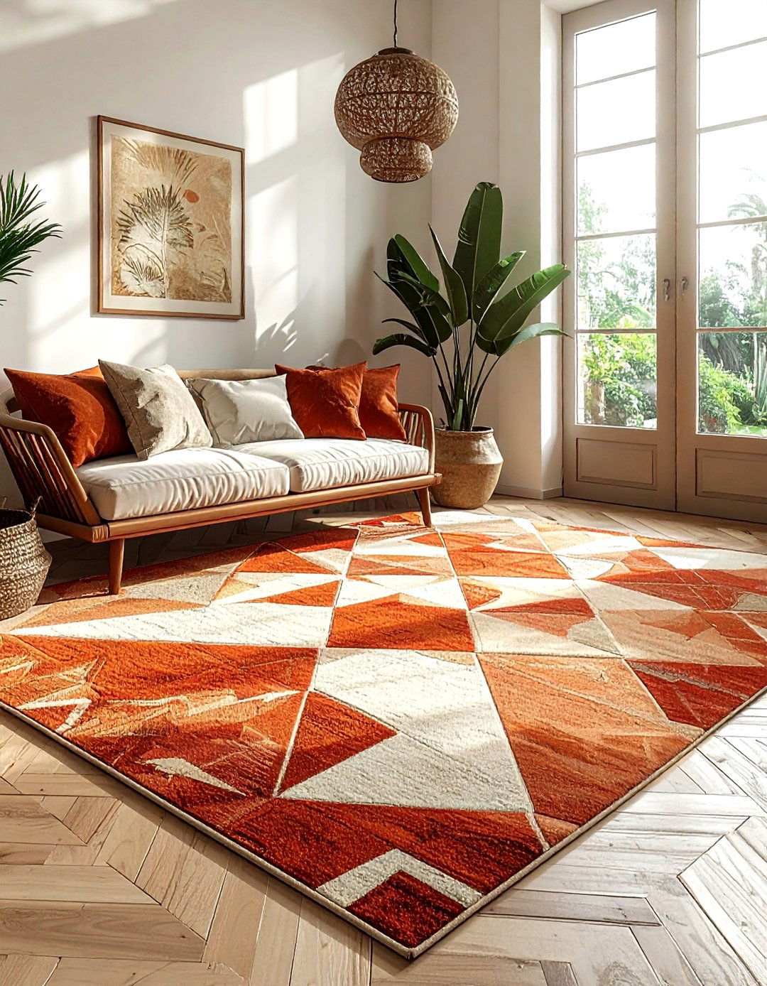 Geometric Moroccan sunroom - 30 Moroccan rug ideas