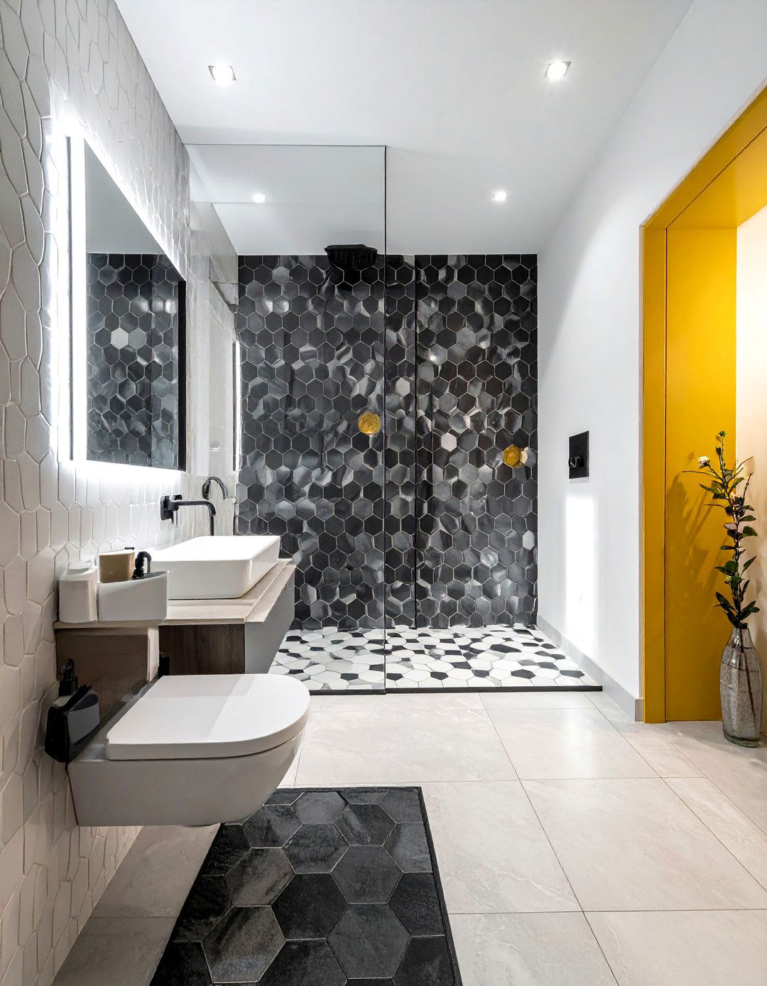 Geometric Mosaic Tile - 30 feature wall tile bathroom ideas