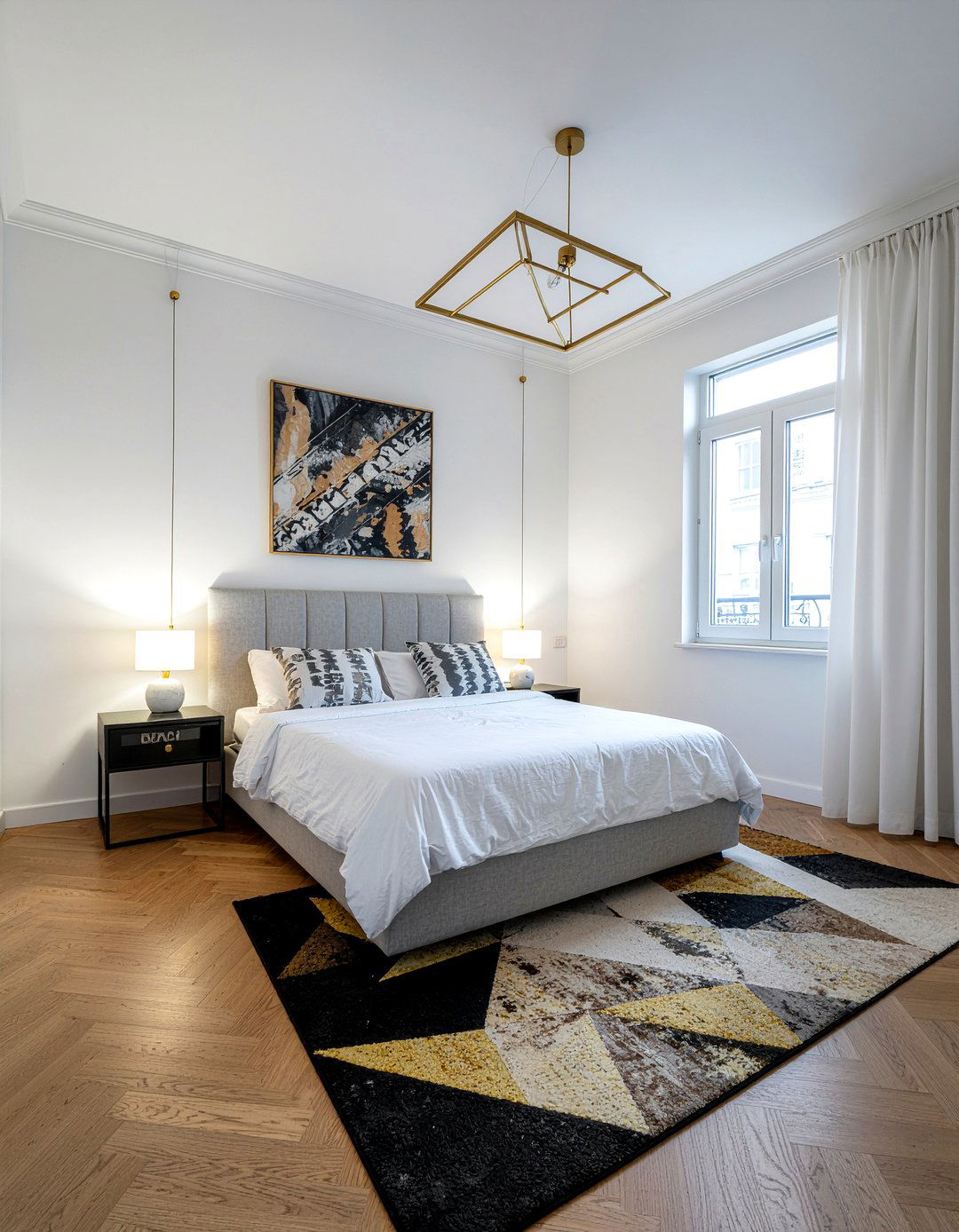 Geometric Pattern Bedroom - 30 modern glam bedroom ideas