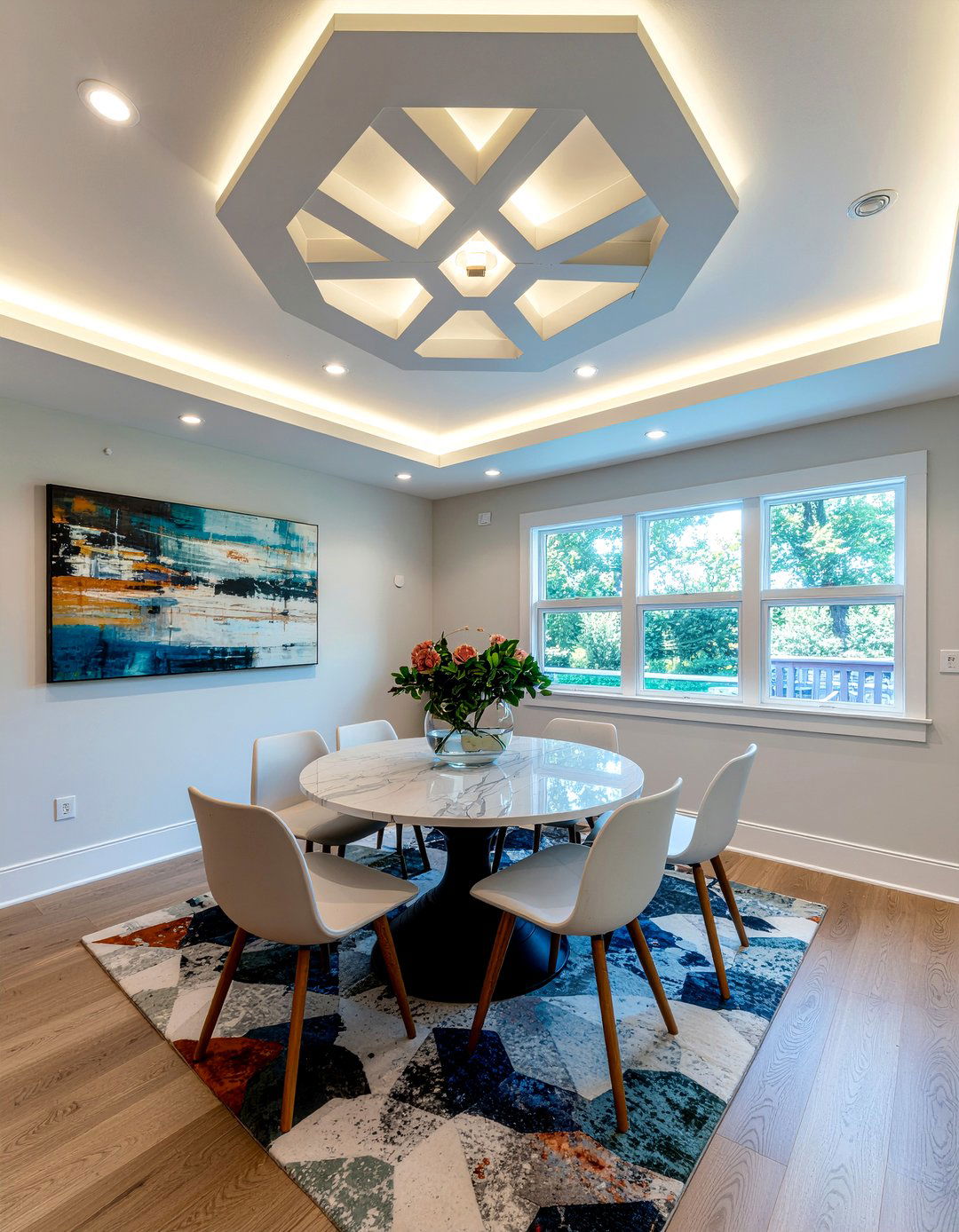 Geometric Pattern Ceiling Medallion - 30 dining room ceiling medallion ideas