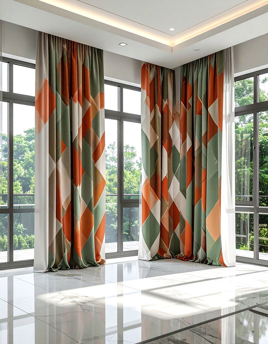 Geometric Pattern Curtain - 30 Southwestern dining room ideas