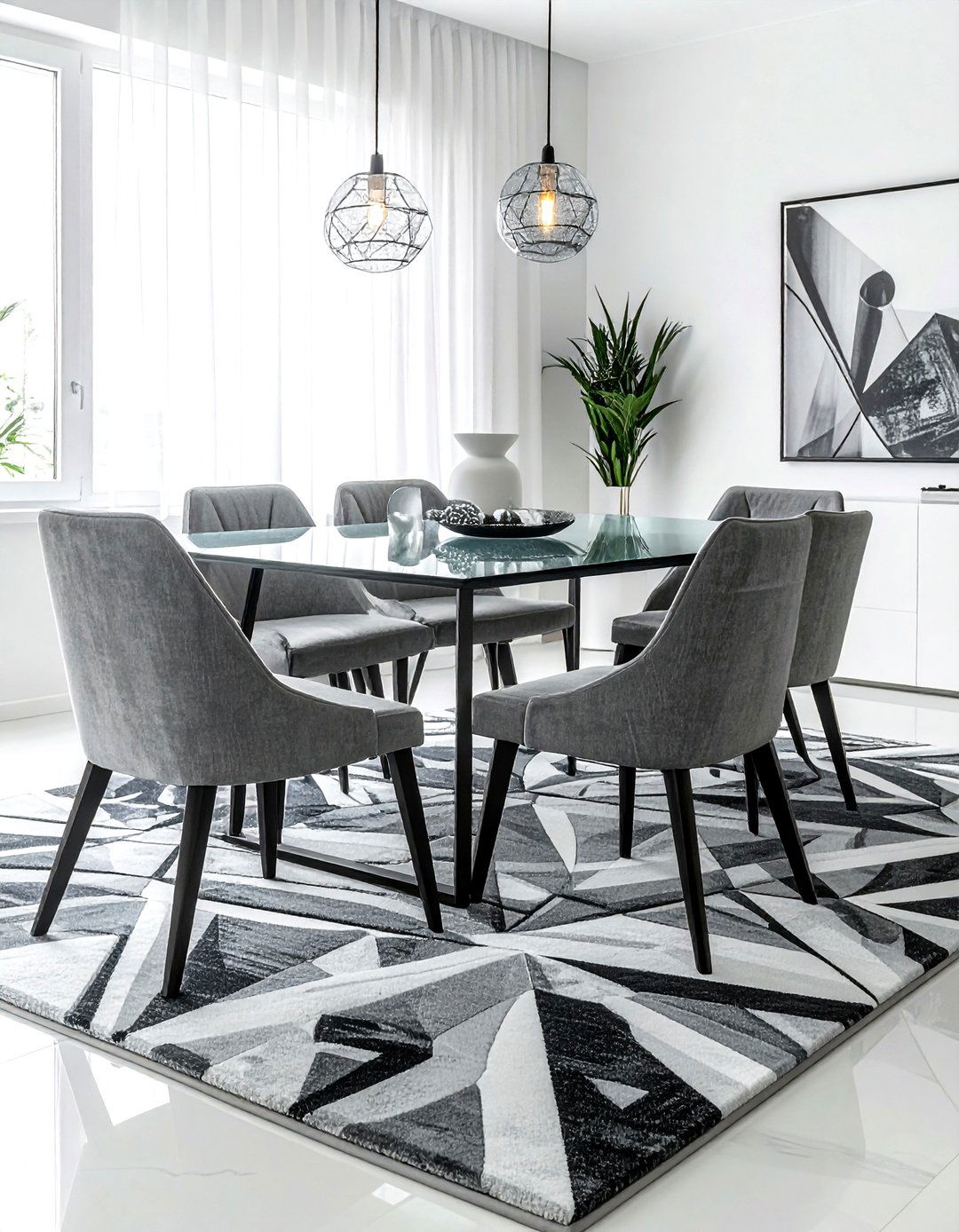 Geometric Pattern Rug - 30 indoor outdoor rug dining room ideas