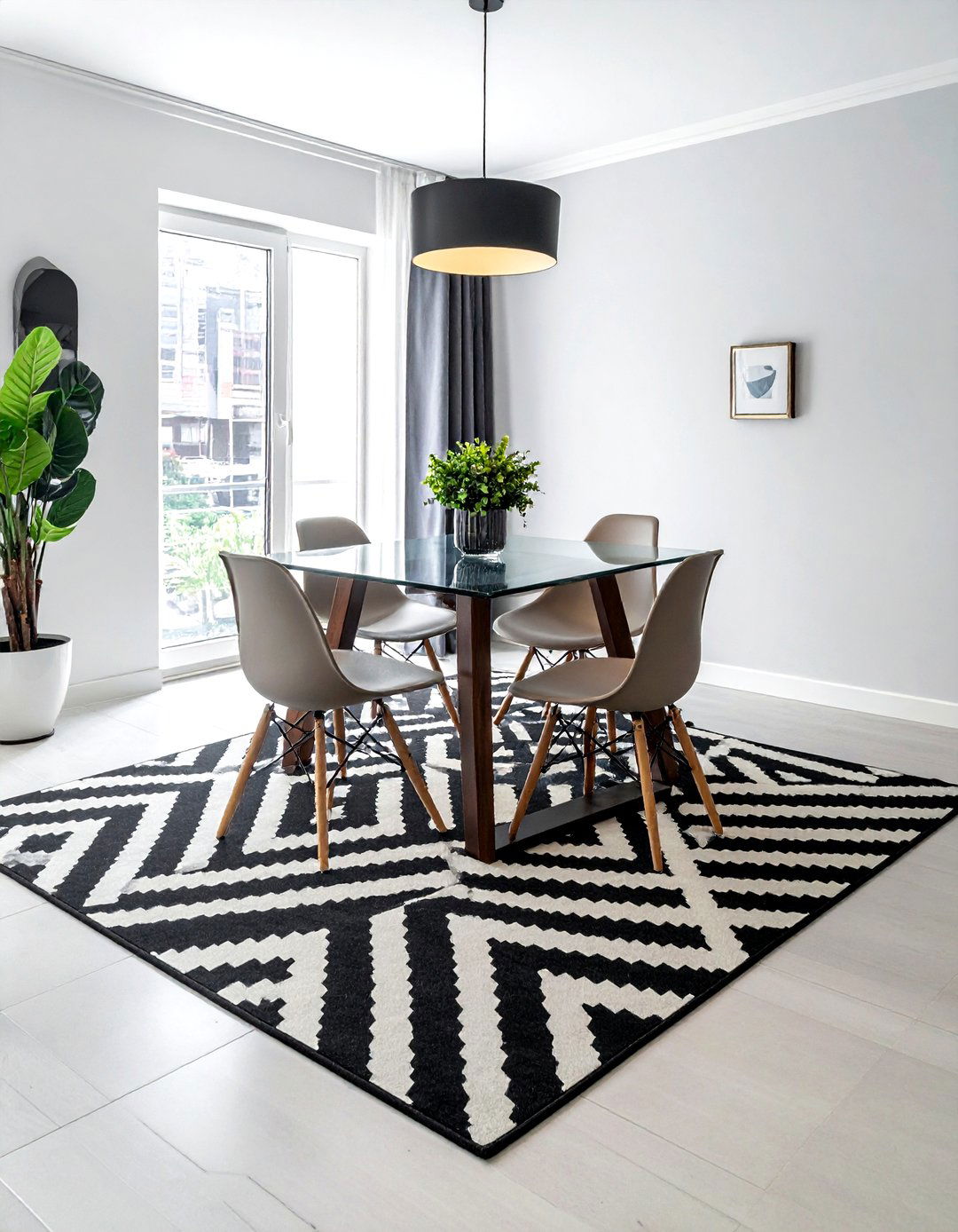 Geometric Pattern Square Rug - 30 square rug dining room ideas