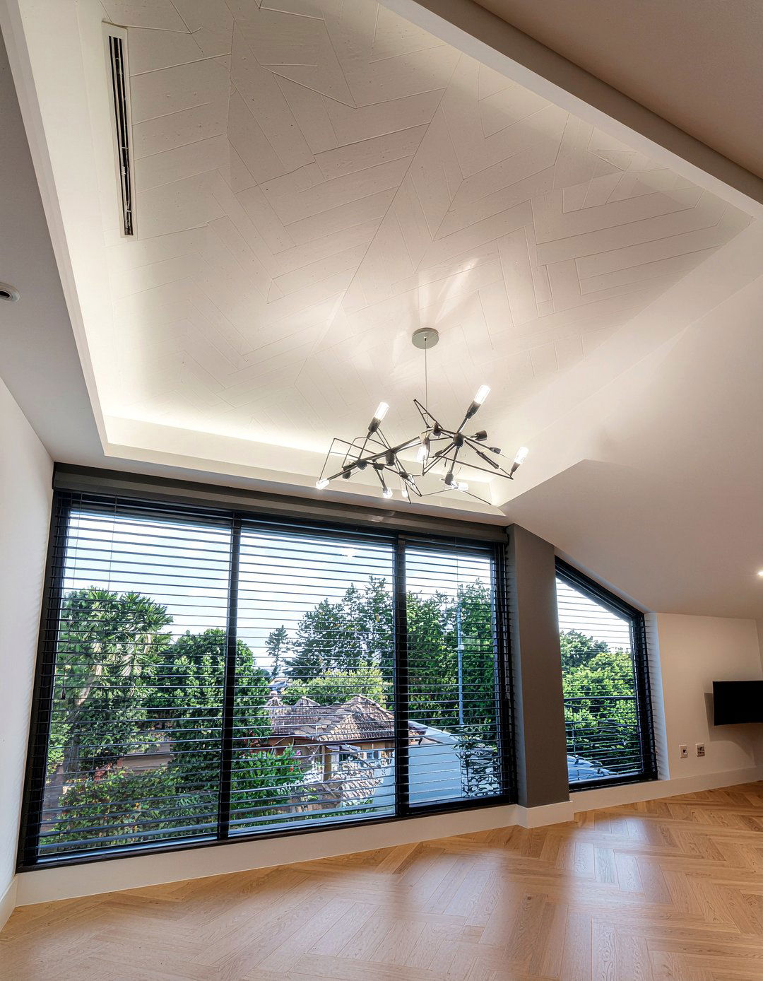 Geometric Patterned Ceiling - 30 living room vaulted ceiling ideas