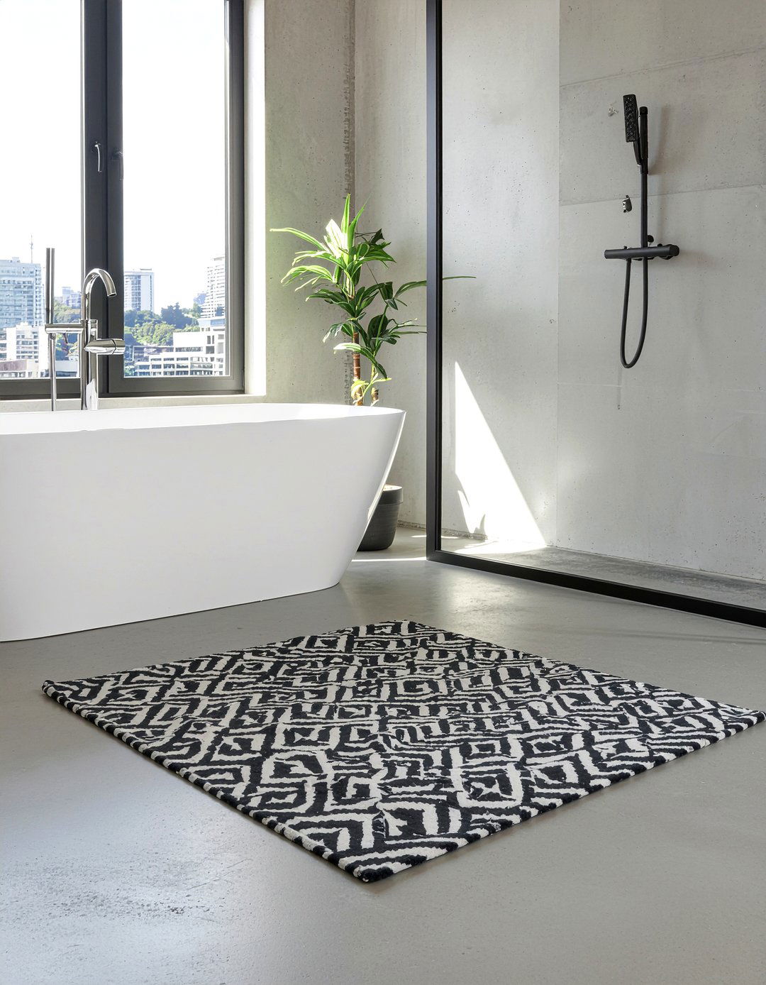 Geometric Patterned Mat - 30 bathroom textile accent ideas