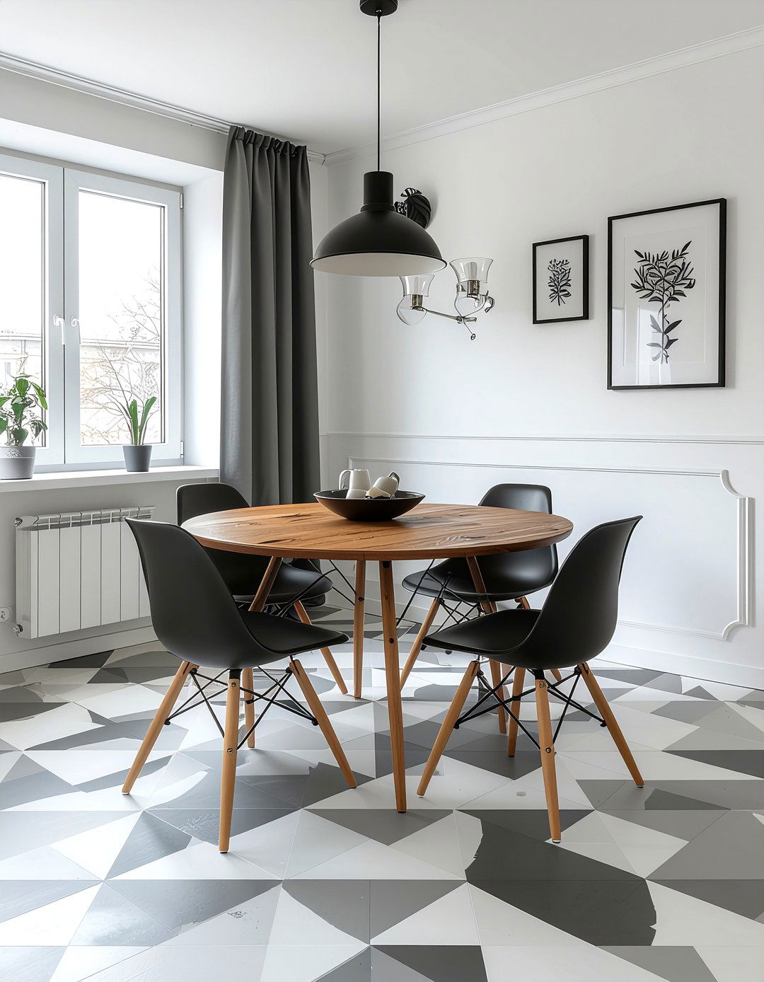 Geometric Patterned Vinyl - 30 dining room vinyl floor ideas