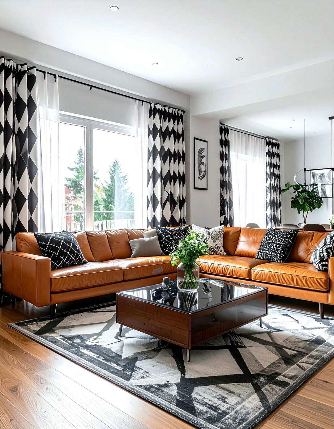 Geometric Print Curtains - 30 curtain ideas