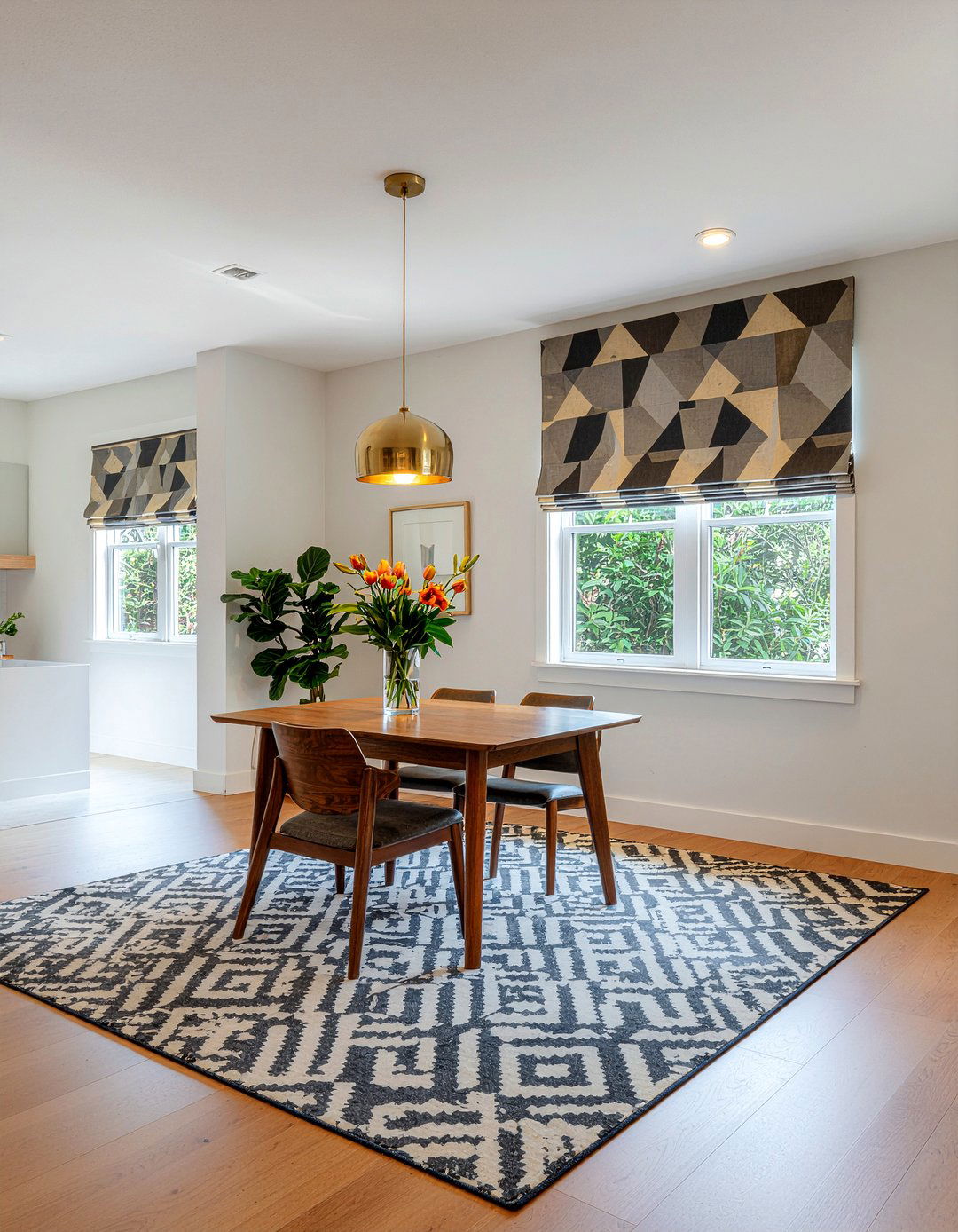 Geometric Roman Shades - 30 dining room roman shade ideas