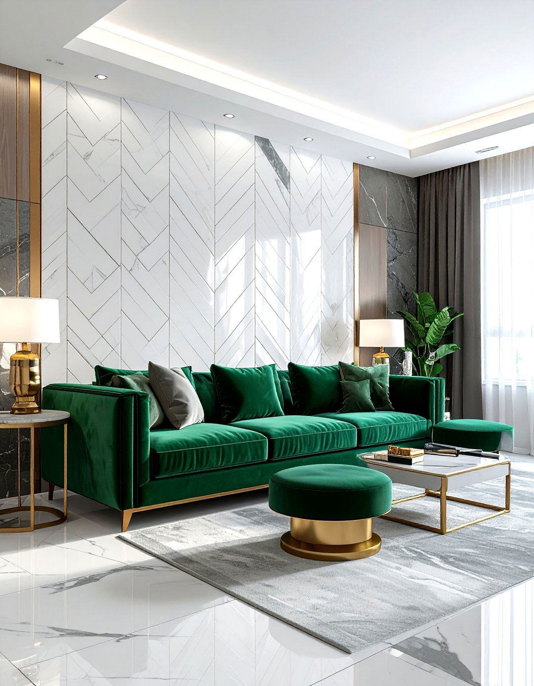 Geometric Stone Tile Wall - 30 living room stone wall ideas