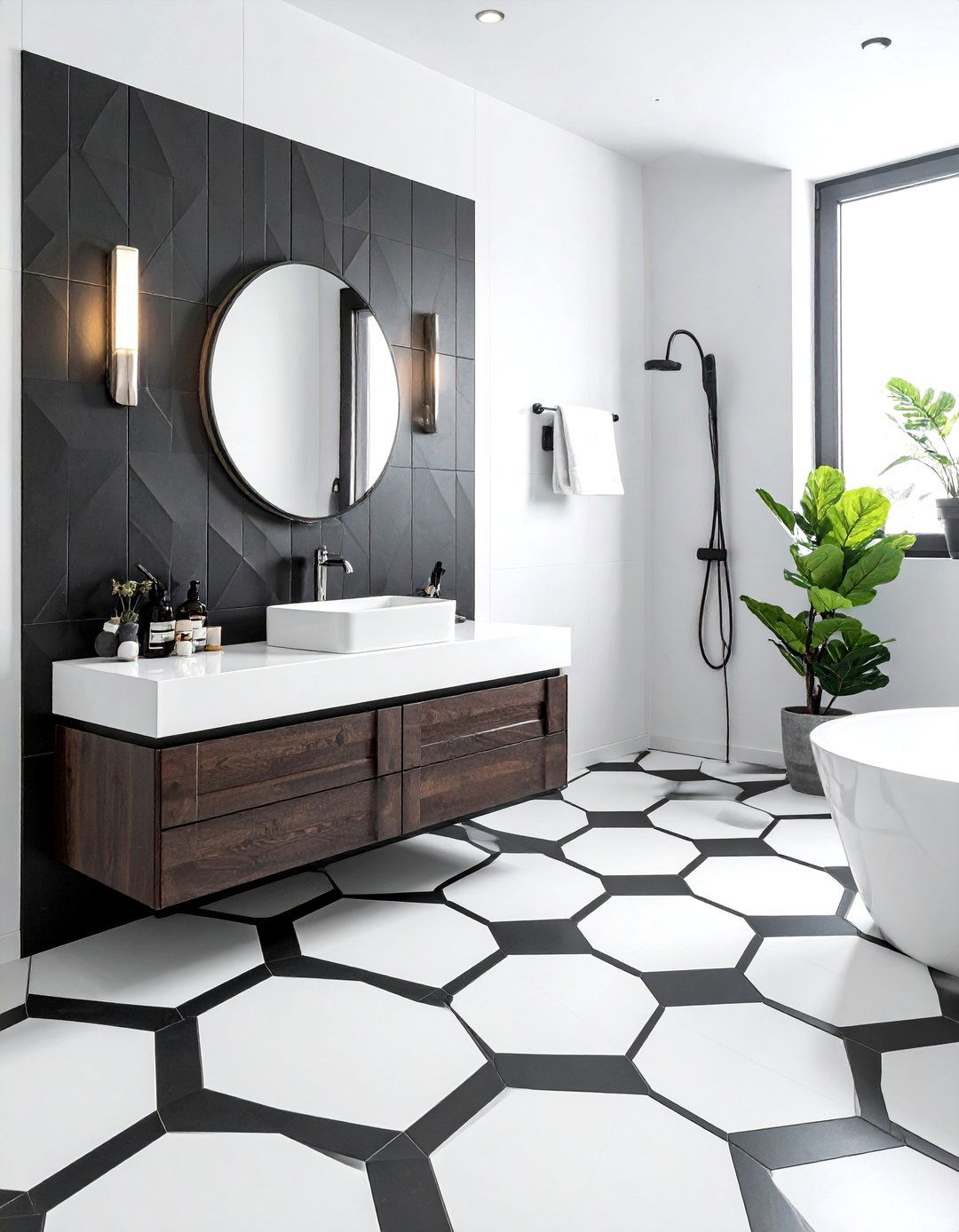 Geometric Tile - 30 bathroom wow factor ideas