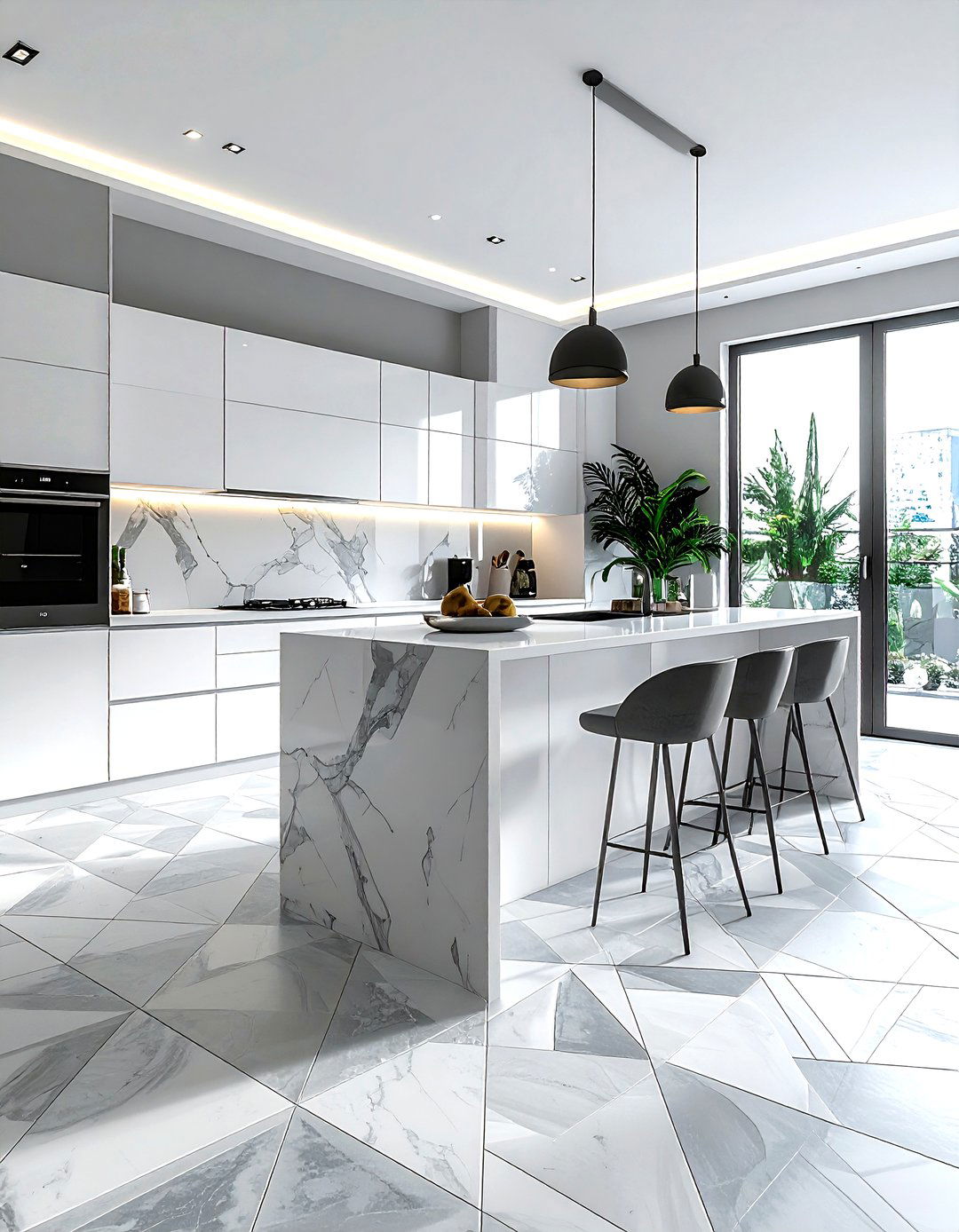 Geometric Tile - 30 kitchen floor design ideas