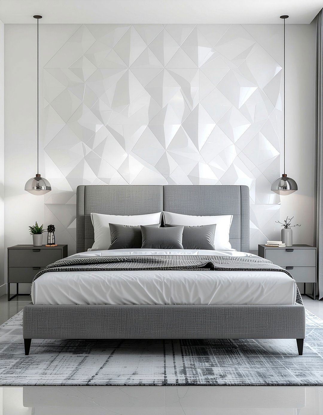 Geometric Tile Accent Wall - 30 bedroom tile ideas