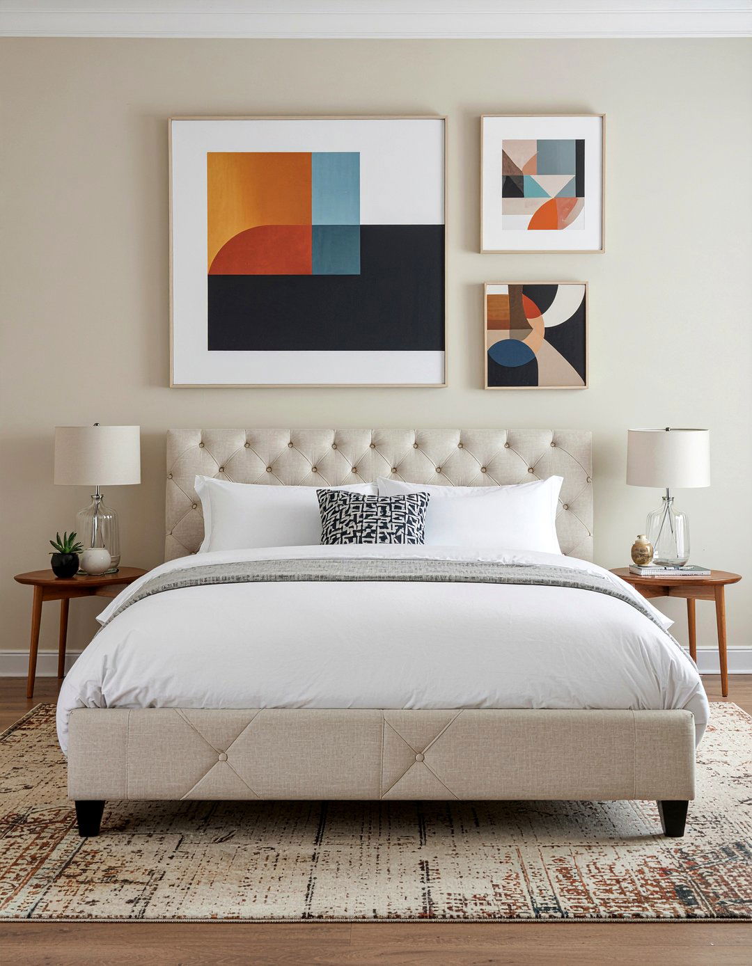 Geometric Tufted Headboard - 30 bedroom upholstered headboards
