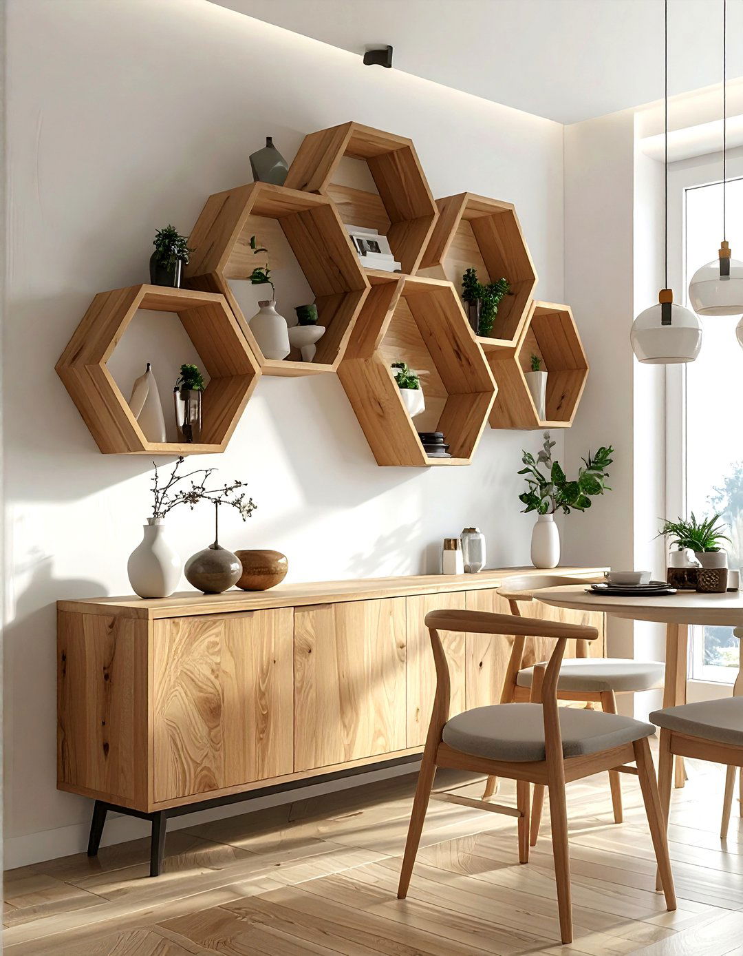 Geometric Wall Cubby - 30 dining room hanging storage ideas