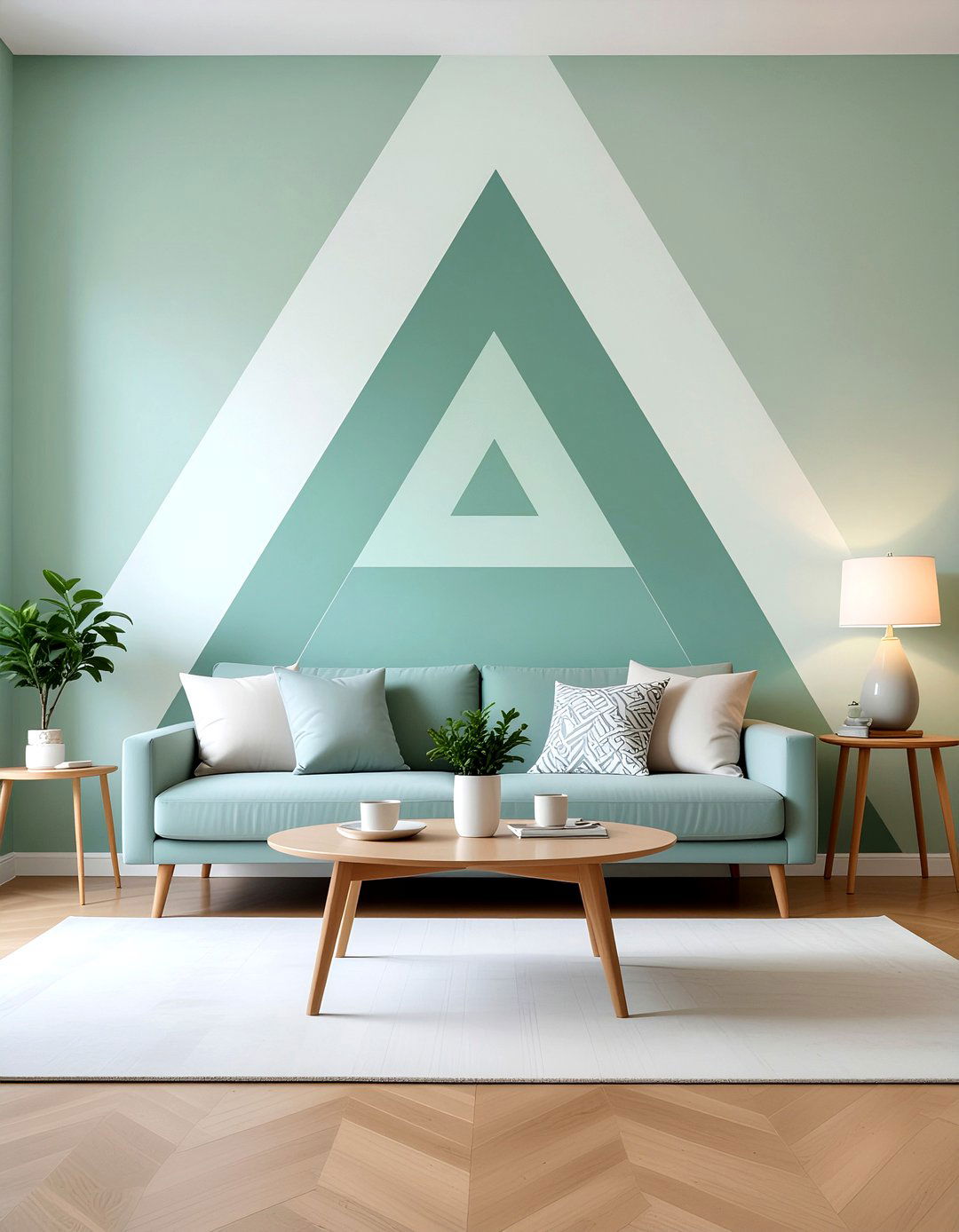 Geometric Wall Paint - 30 DIY living room decor ideas