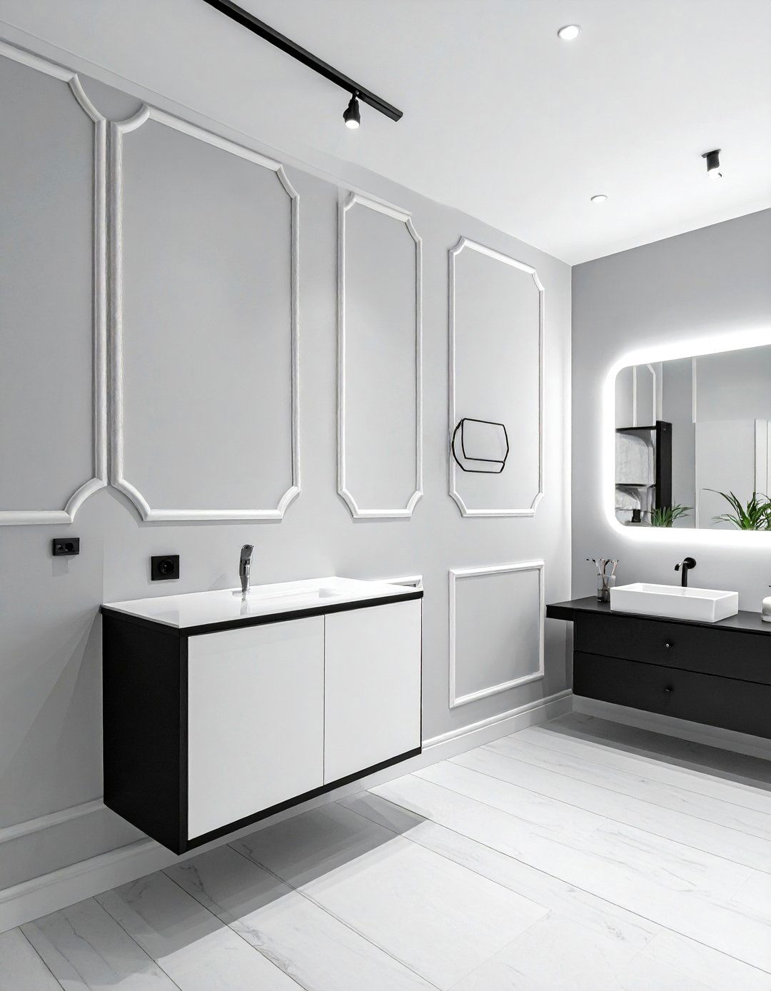 Geometric Wall Paneling - 30 bathroom wainscoting ideas