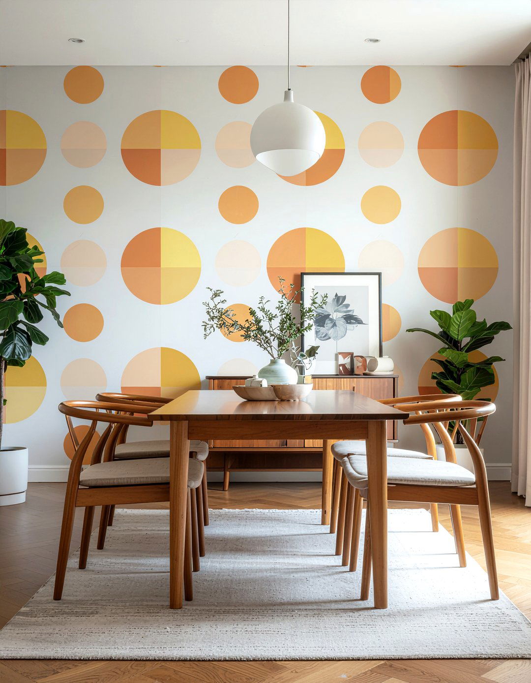 Geometric Wallpaper Dining Room - 30 retro dining room ideas