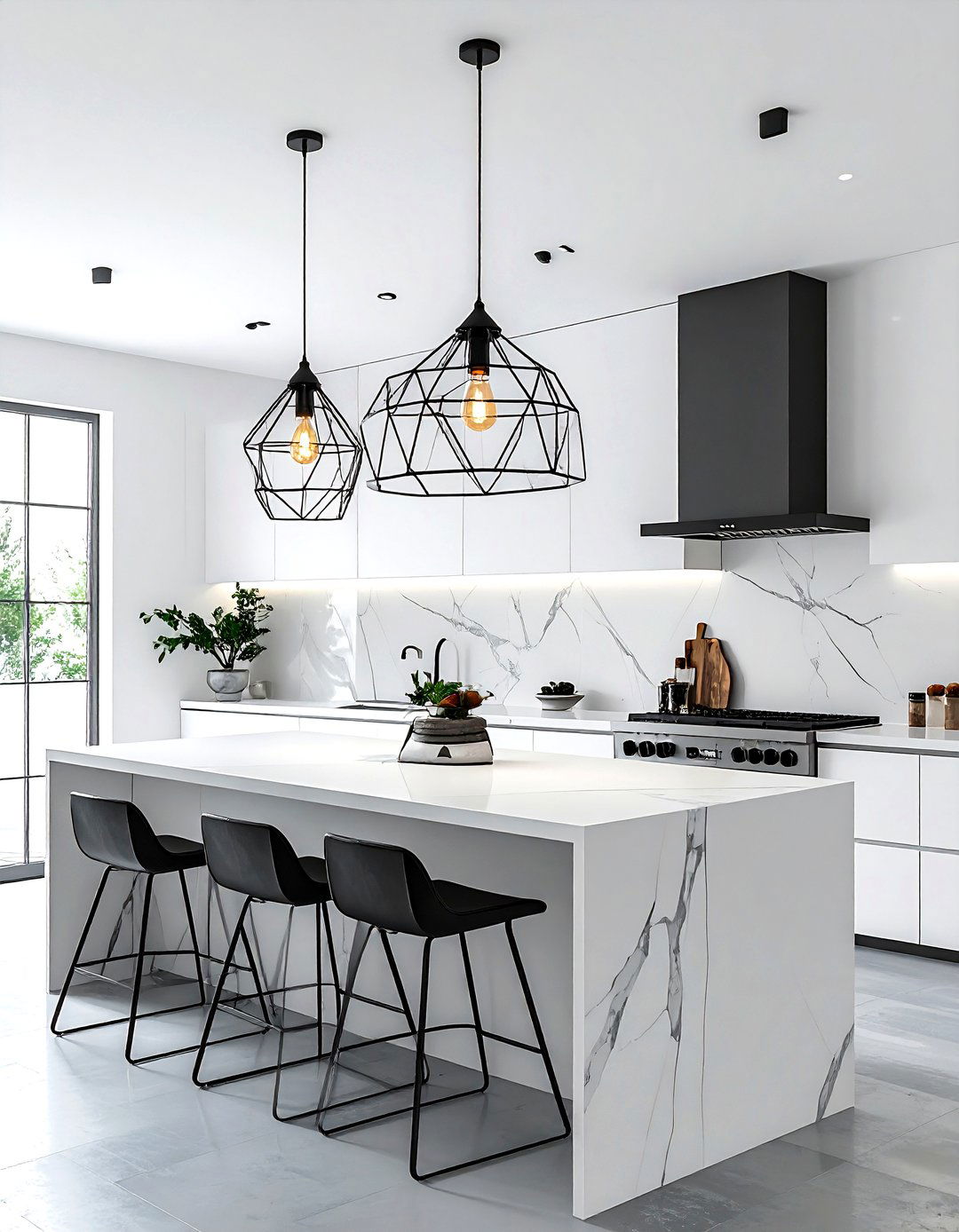 Geometric Wire Kitchen Light - 30 industrial pendant kitchen ideas