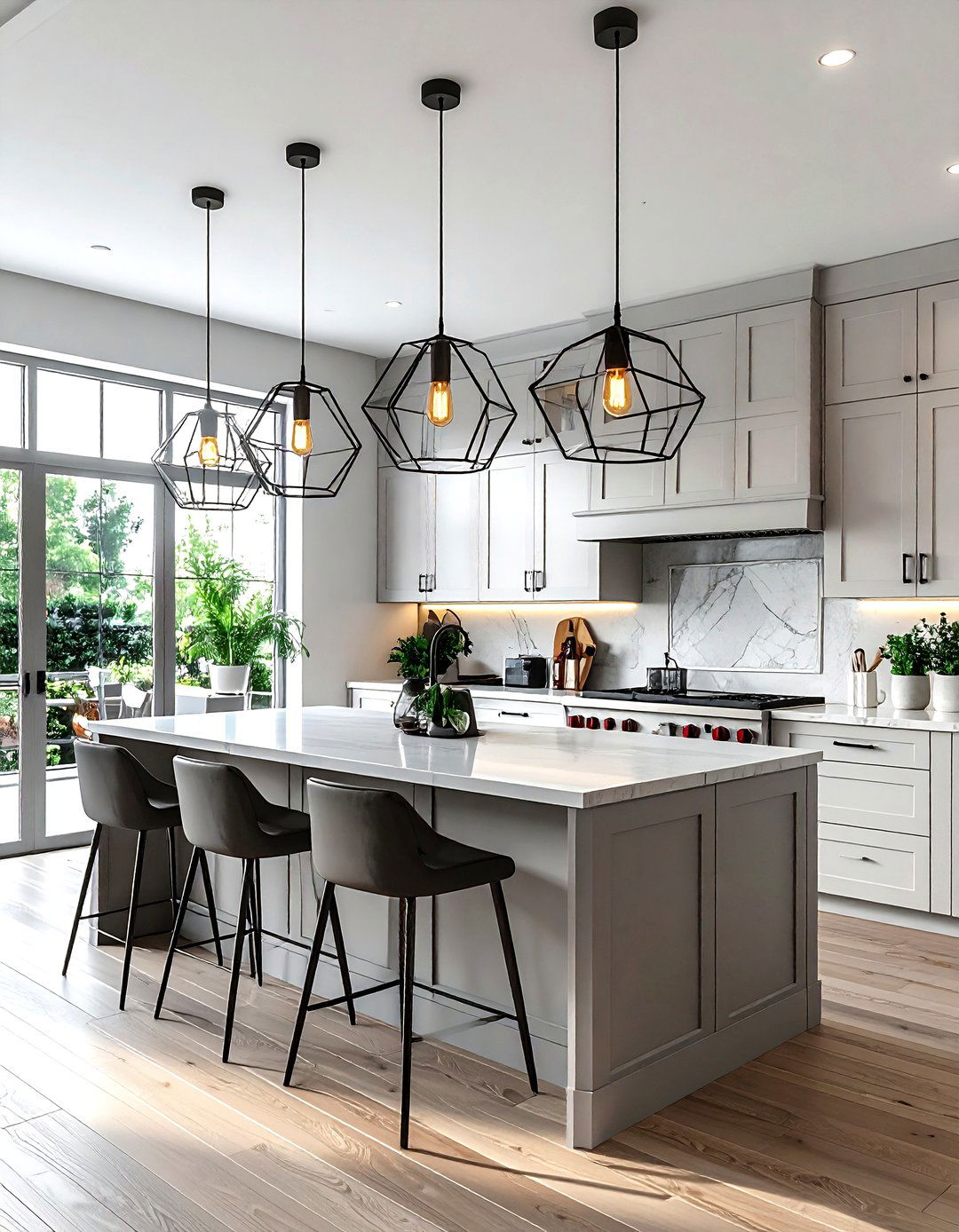 Geometric Wire Pendants - 30 kitchen island lighting ideas
