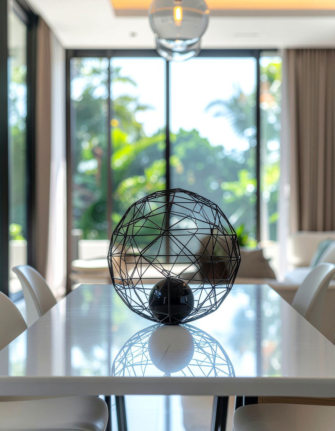 Geometric Wire Sphere - 30 minimalist centerpiece dining ideas