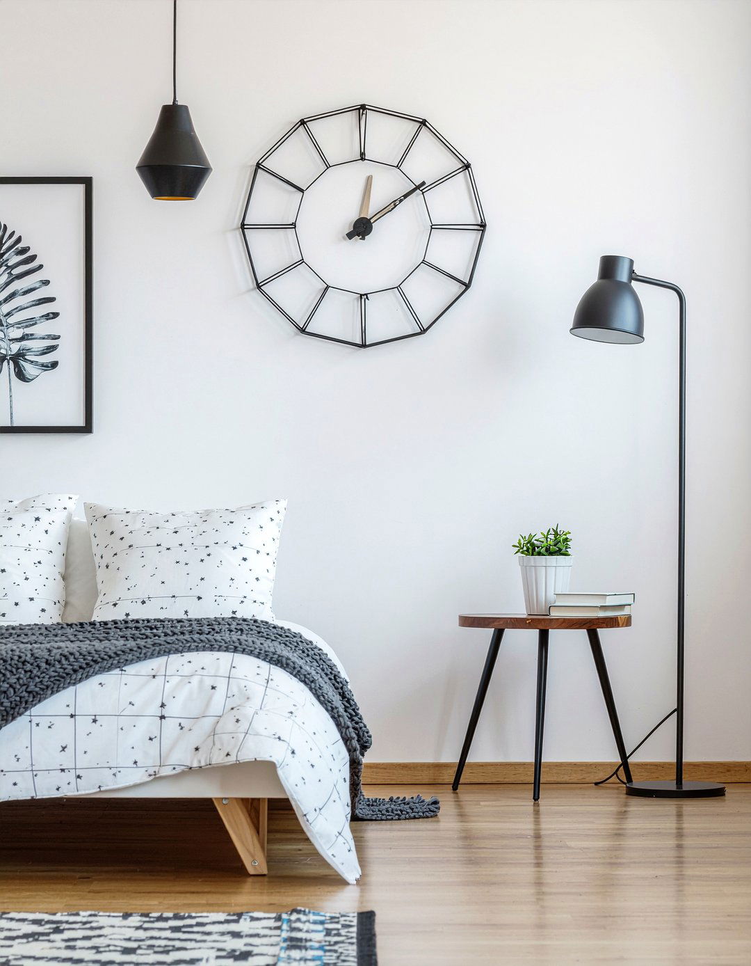 Geometric Wire Wall Clock - 30 bedroom wall clocks
