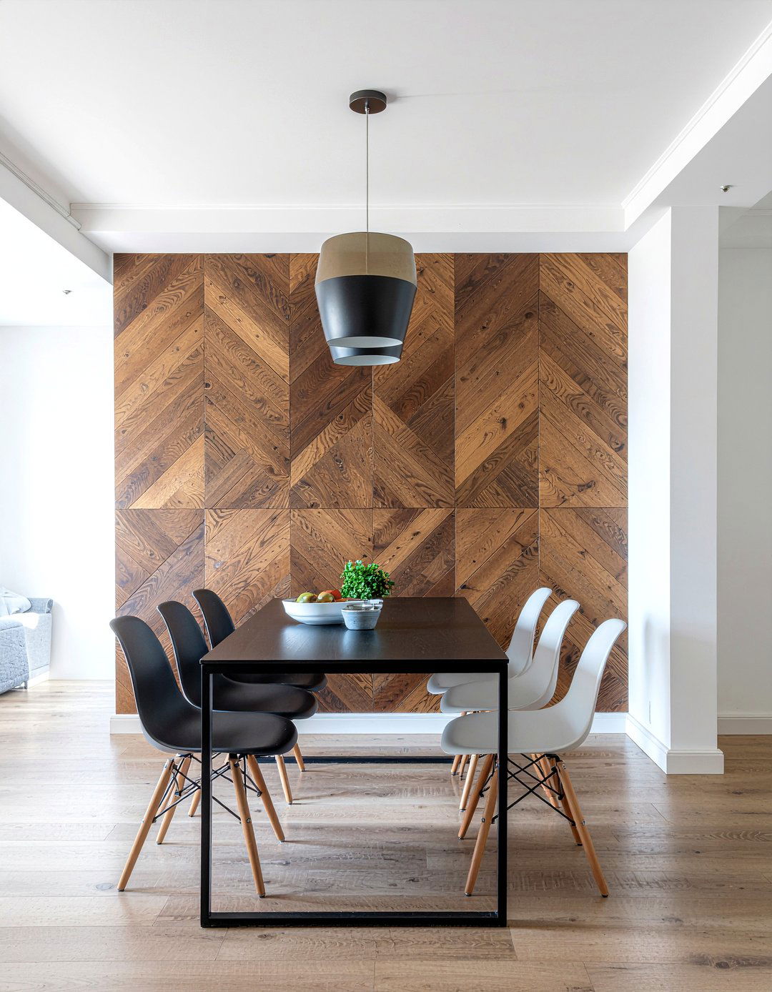 Geometric Wood Paneling - 30 dining room accent wall ideas