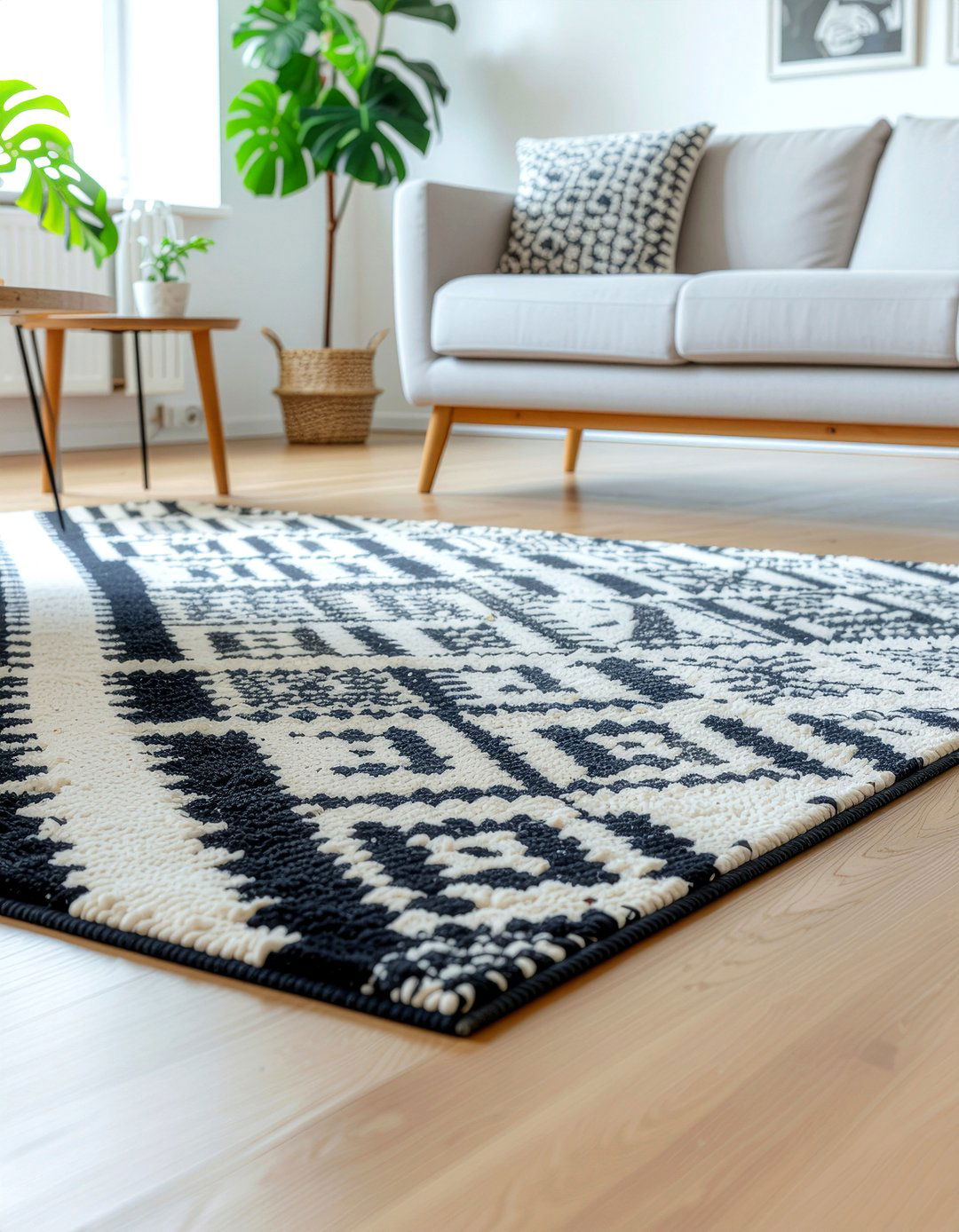 Geometric Wool Rug - 30 living room Danish modern furniture ideas