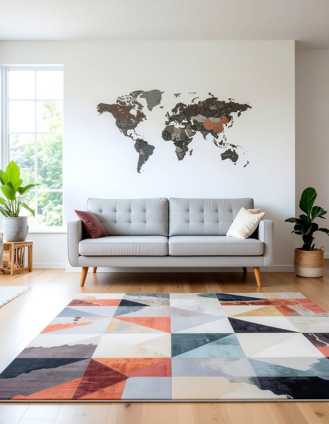 Geometric World Map Art - 30 world map living room ideas
