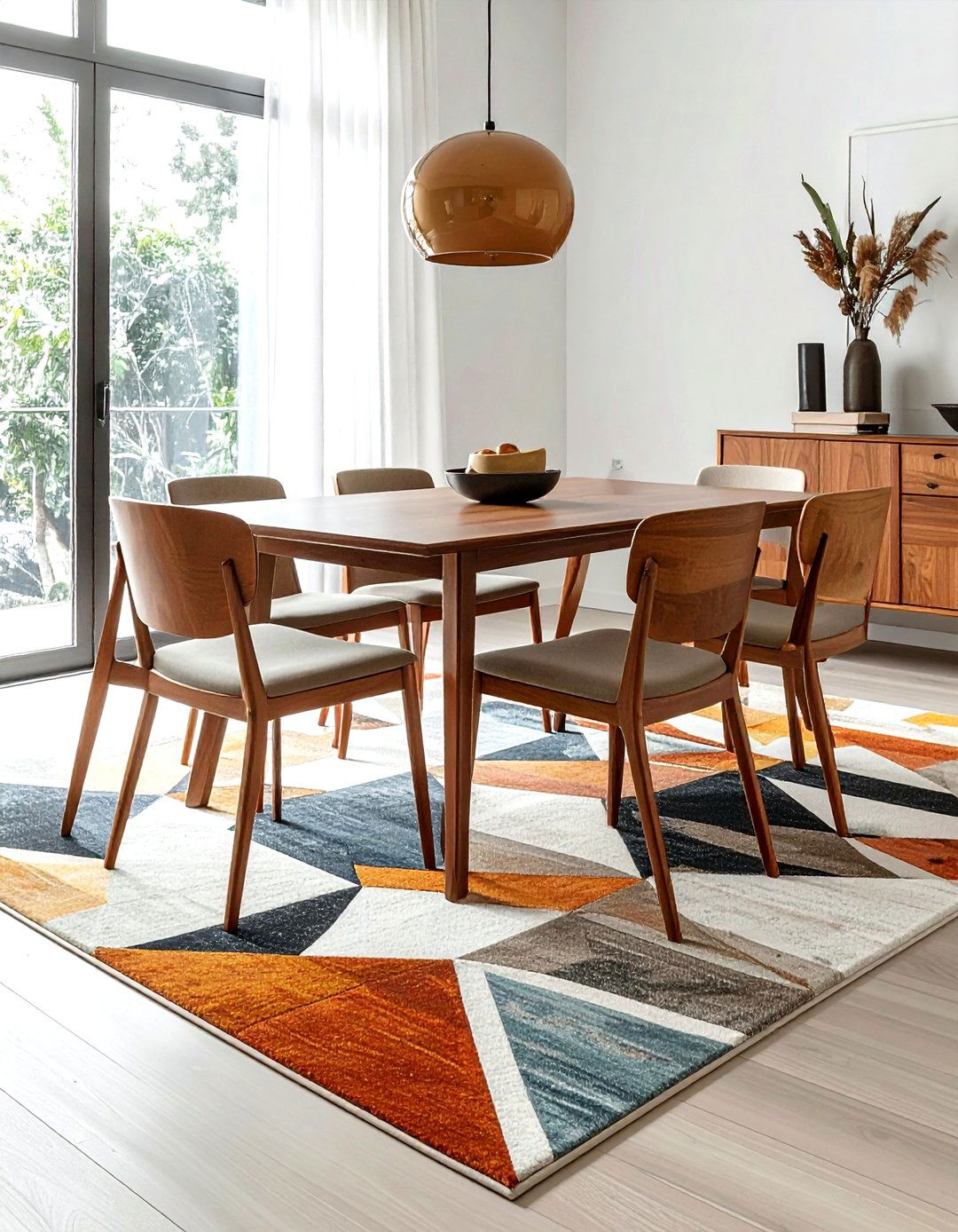 Geometric area rug - 30 mid-century modern dining room ideas