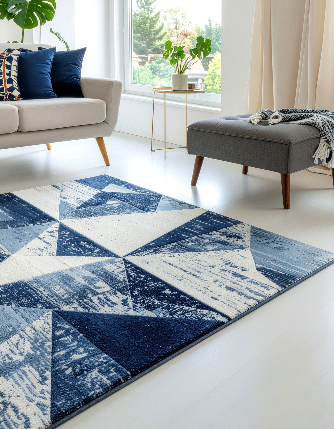 Geometric area rug - 30 renter living room ideas