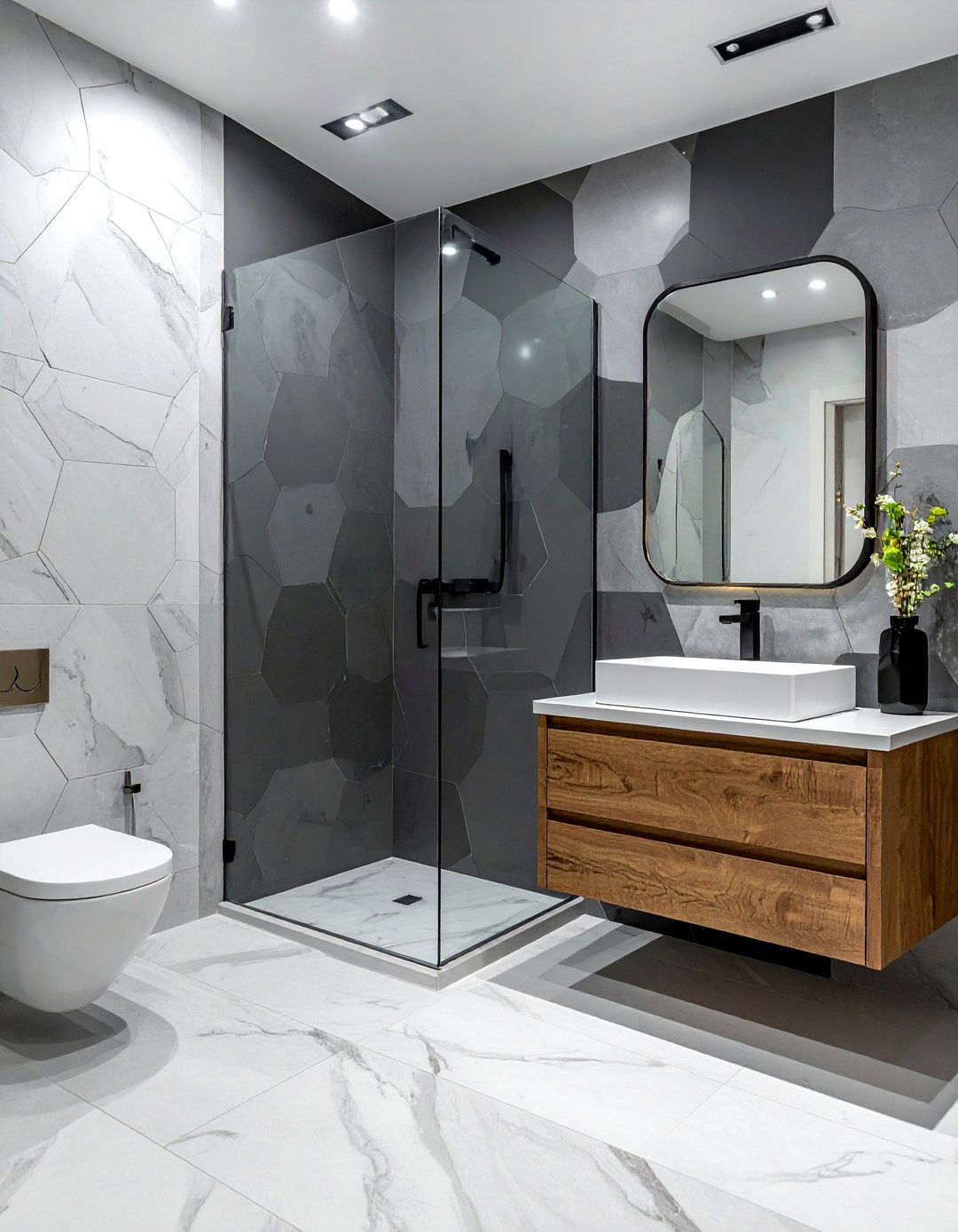 Geometric bathroom wallpaper - 30 bathroom wallpaper ideas