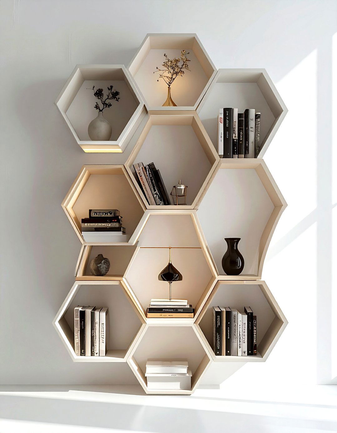 Geometric book shelf - 30 book decor ideas_1