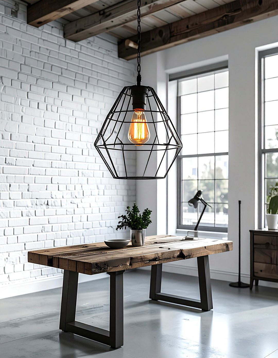 Geometric cage pendant - 30 dining room lamp ideas