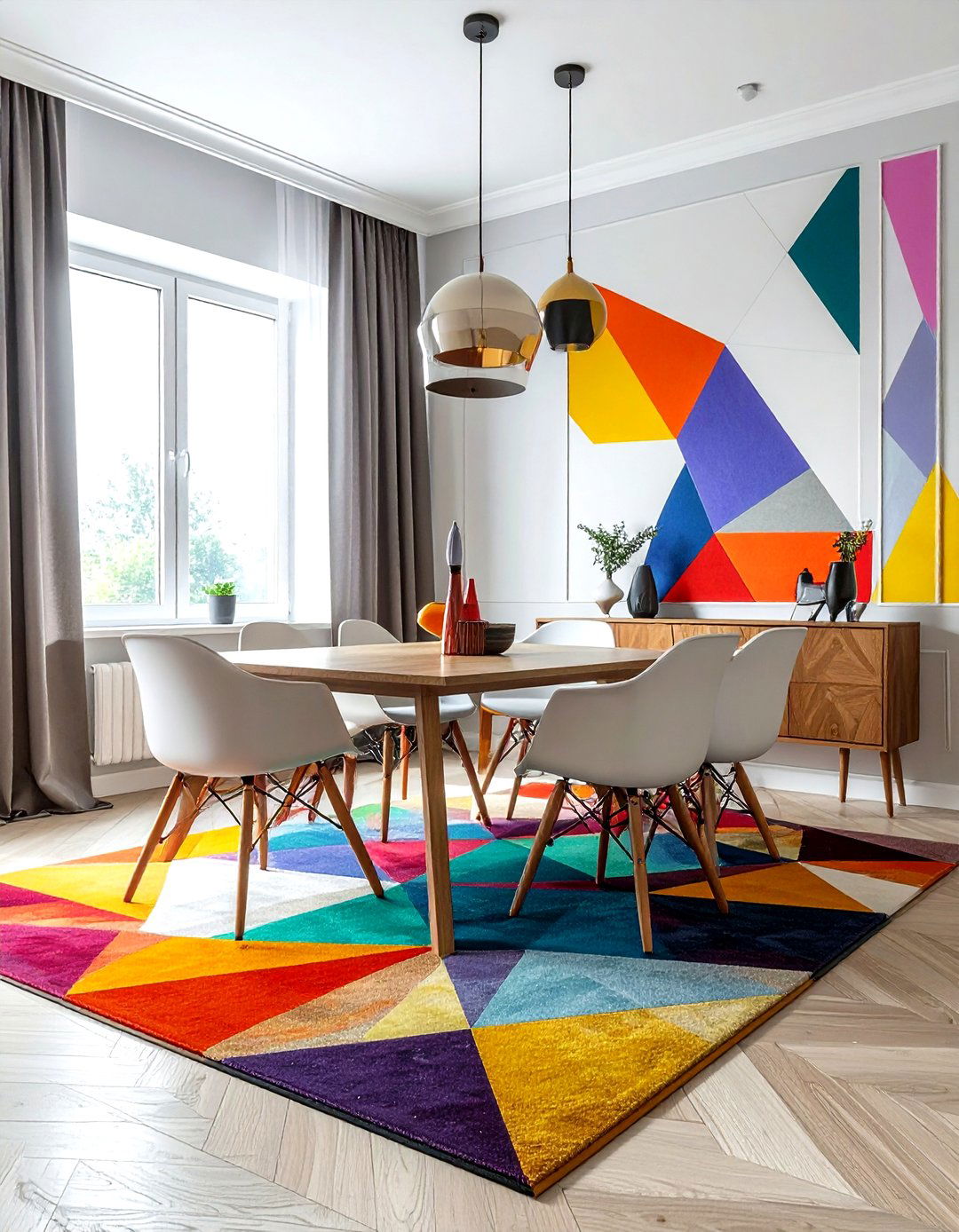 Geometric colorful dining room - 30 colorful dining room ideas