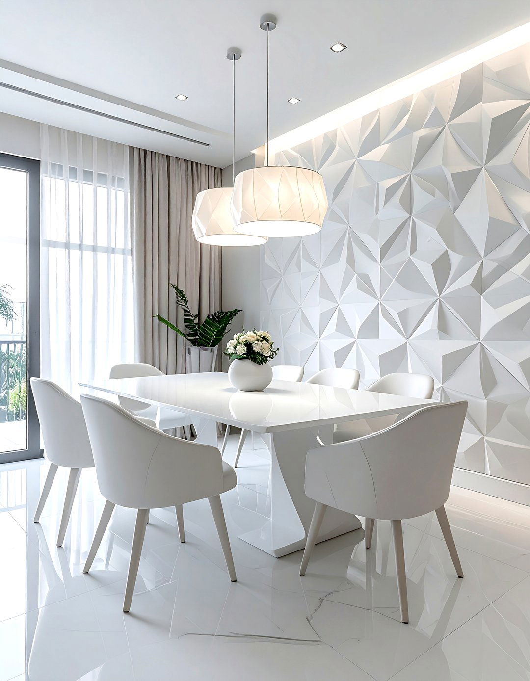 Geometric embossed wallpaper dining room - 30 textured wallpaper dining room ideas