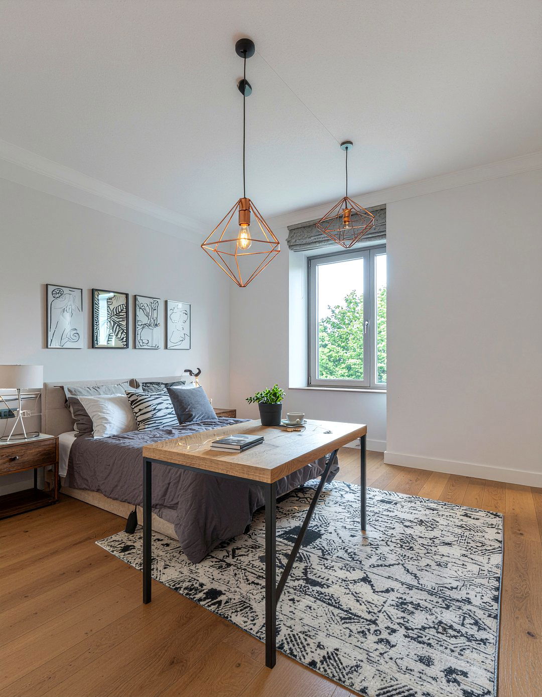 Geometric fairy lights - 30 bedroom fairy lights ideas