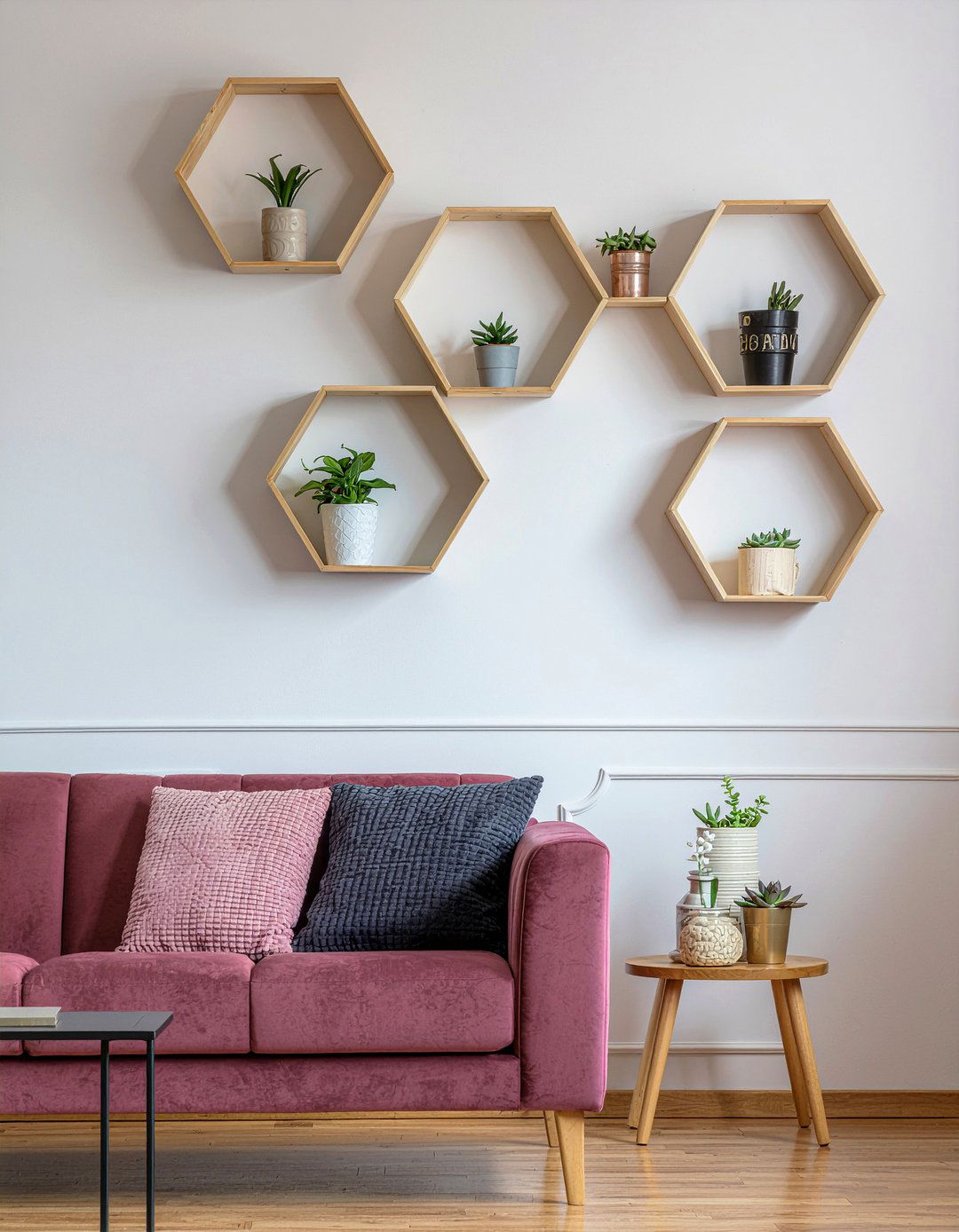 Geometric floating shelves - 30 living room floating shelves