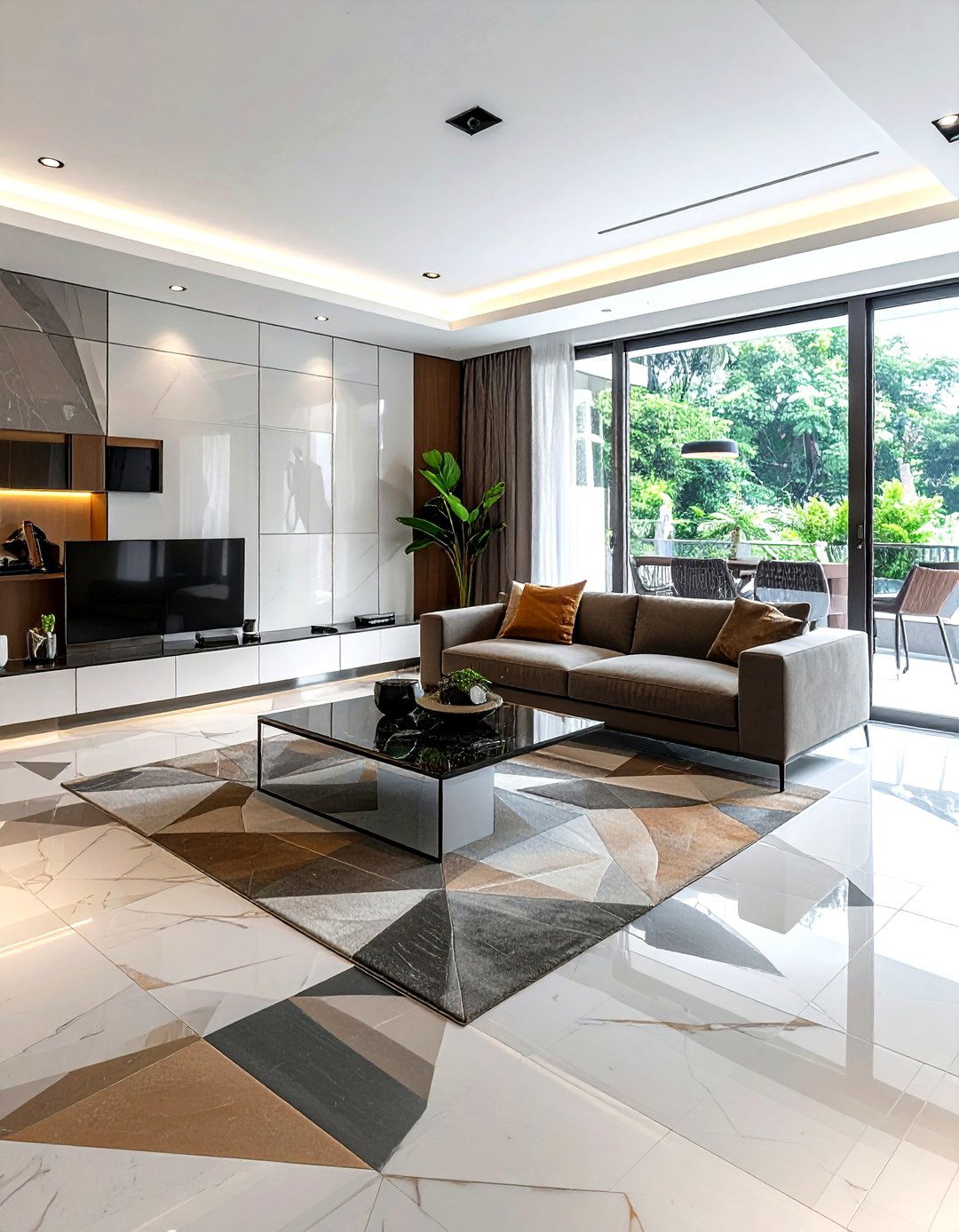 Geometric floor tile - 30 living room tile designs