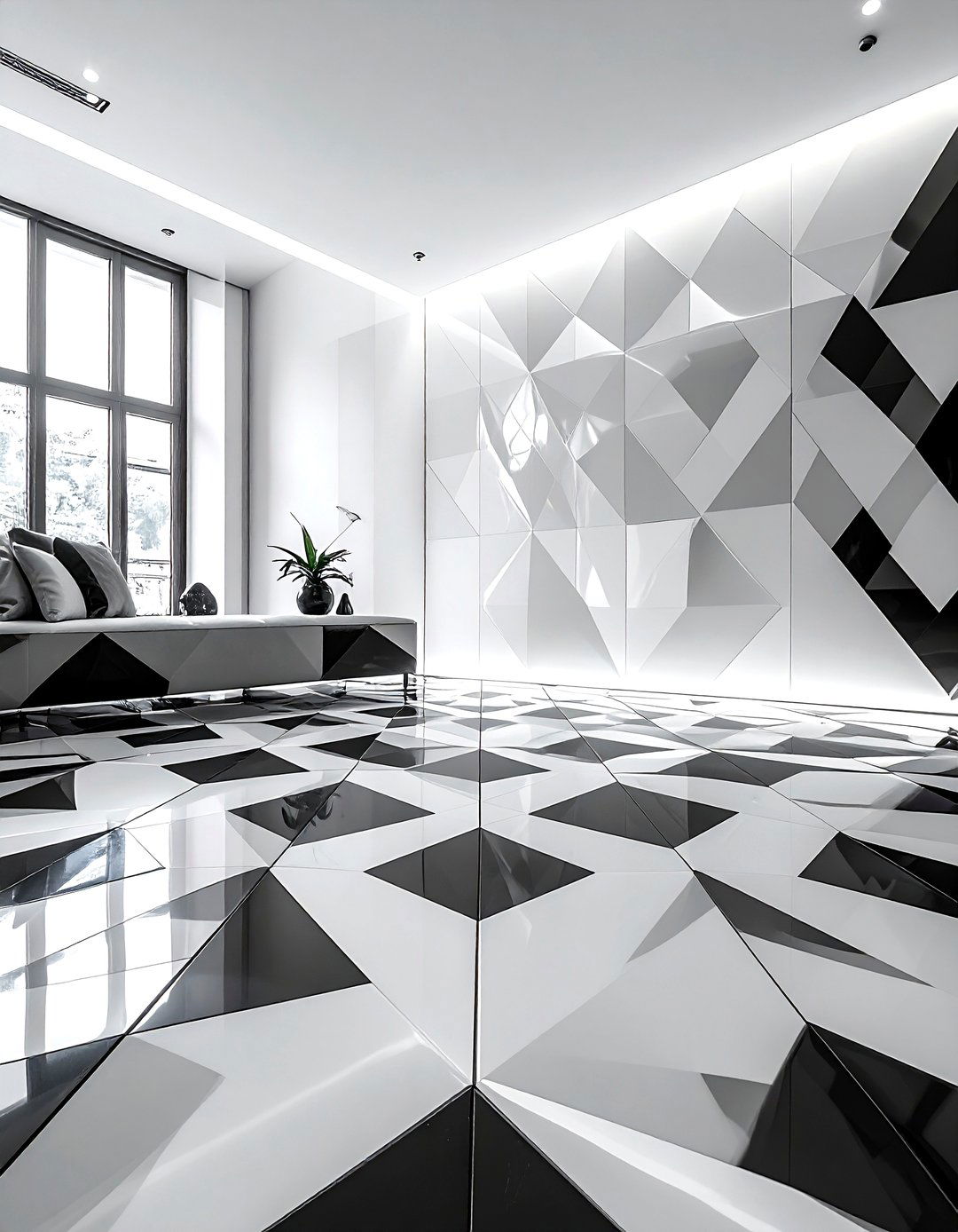 Geometric floor tile - 30 bathroom flooring ideas