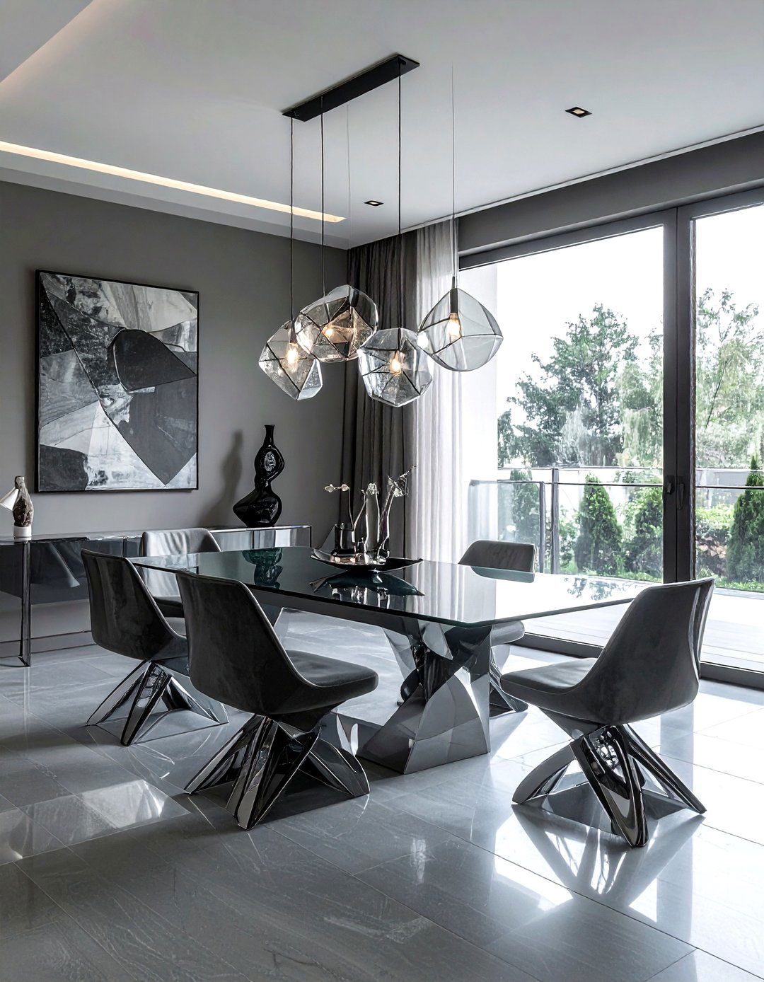 Geometric flush mount light - 30 flush mount dining room light ideas