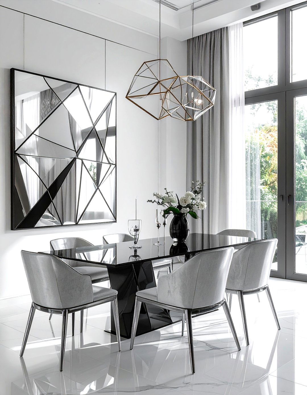 Geometric frame mirror - 30 leaning mirror ideas