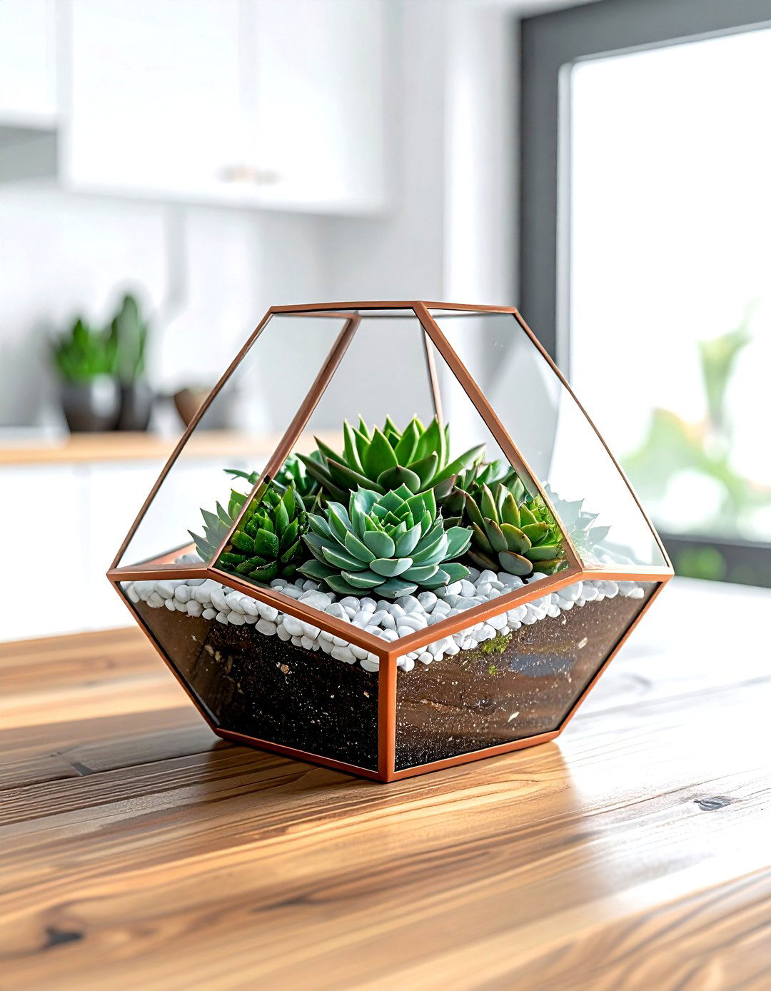 Geometric glass terrarium centerpiece - 30 geometric pattern decor ideas