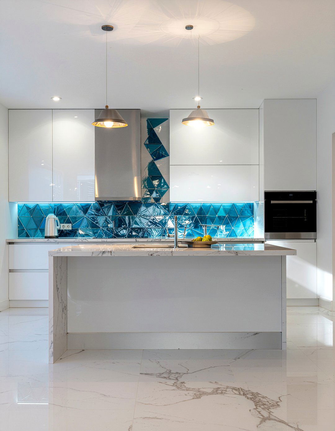 Geometric glass tile - 30 geometric tile kitchen backsplash ideas