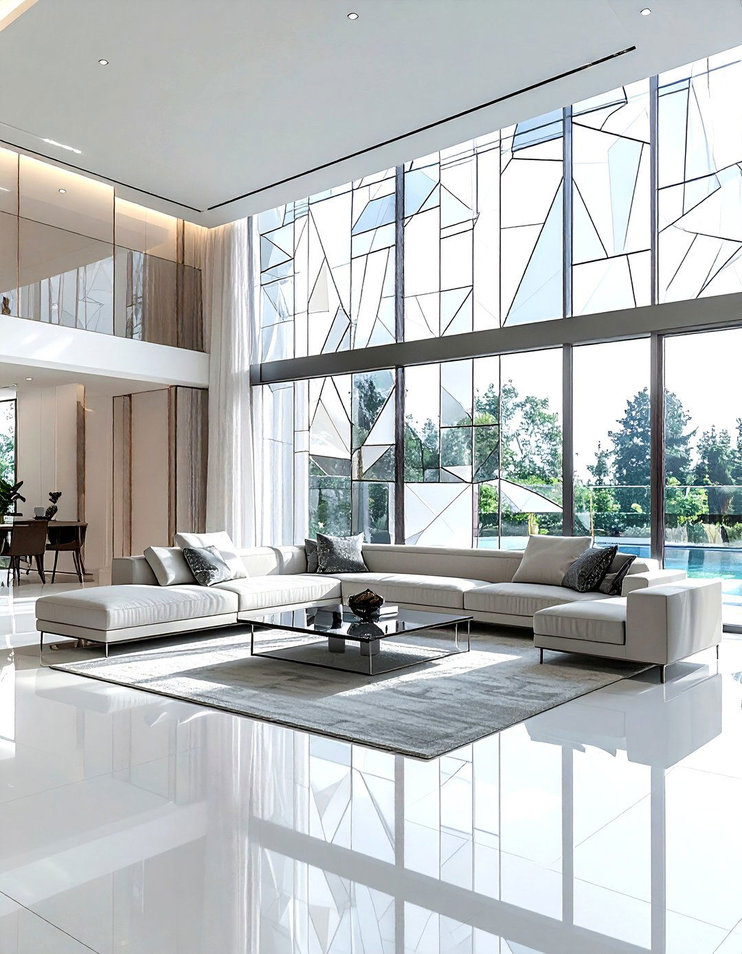 Geometric glass window panel - 30 living room stained glass ideas